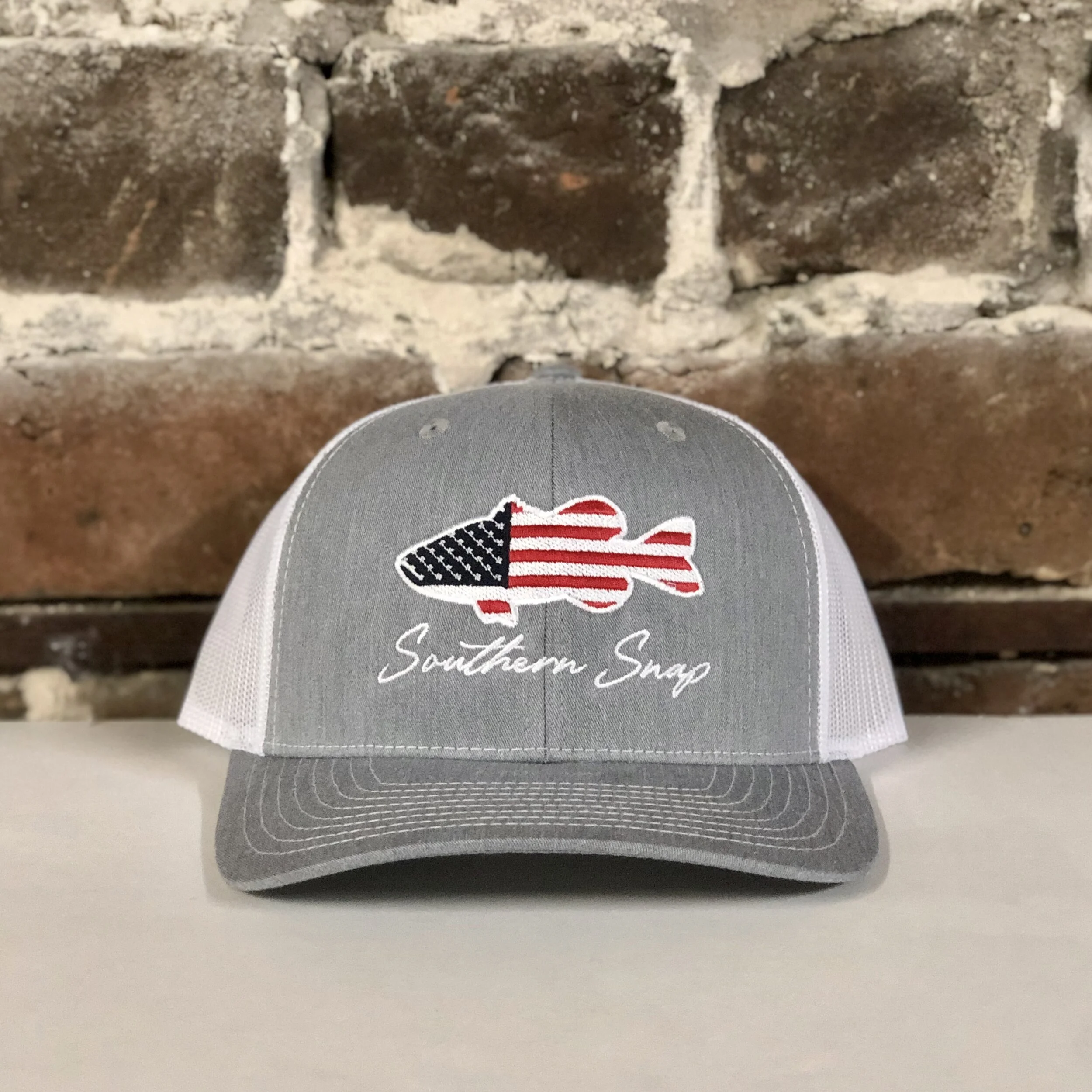USA Flag Largemouth Bass Trucker Hat 