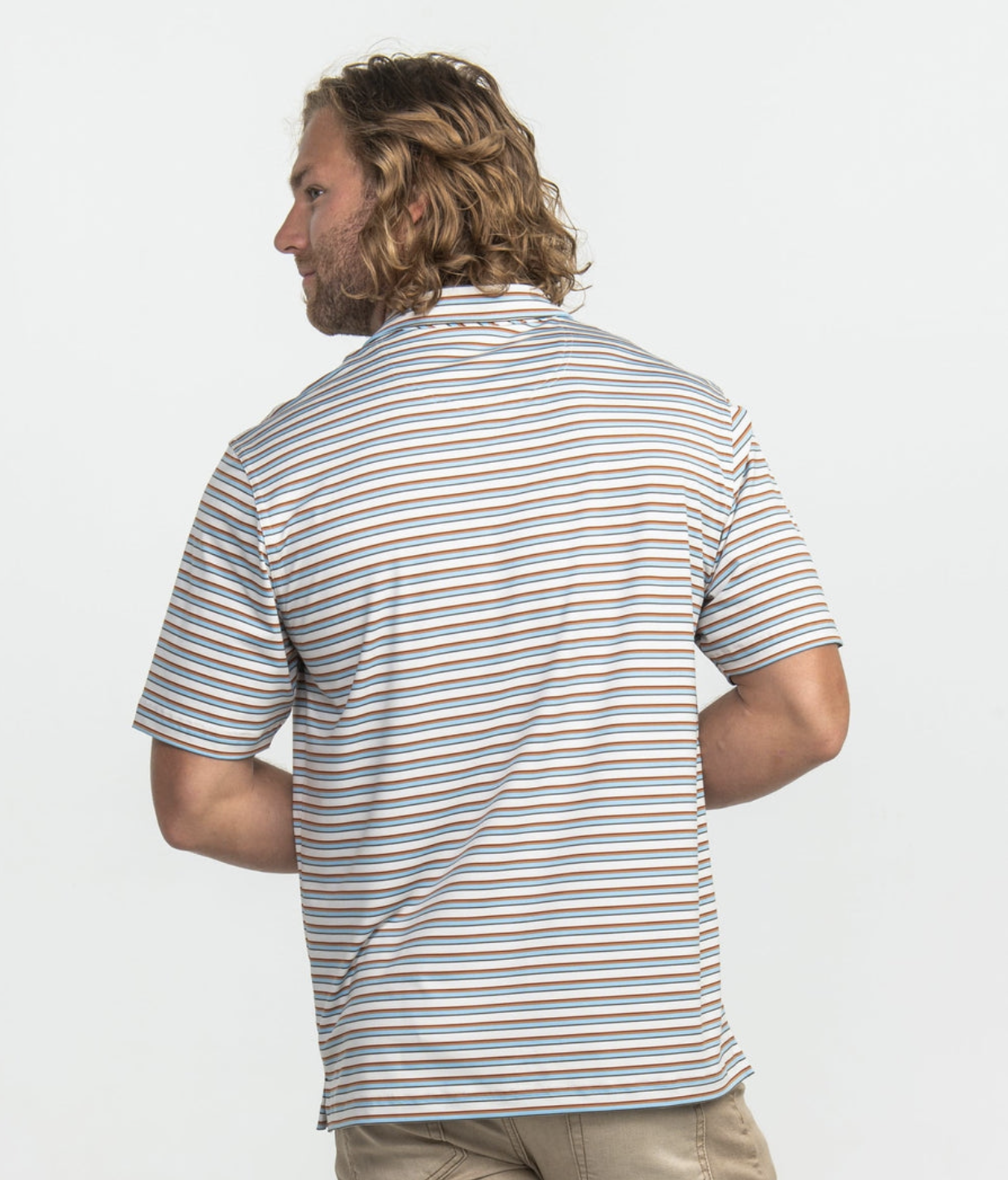 striped performance polo shirt