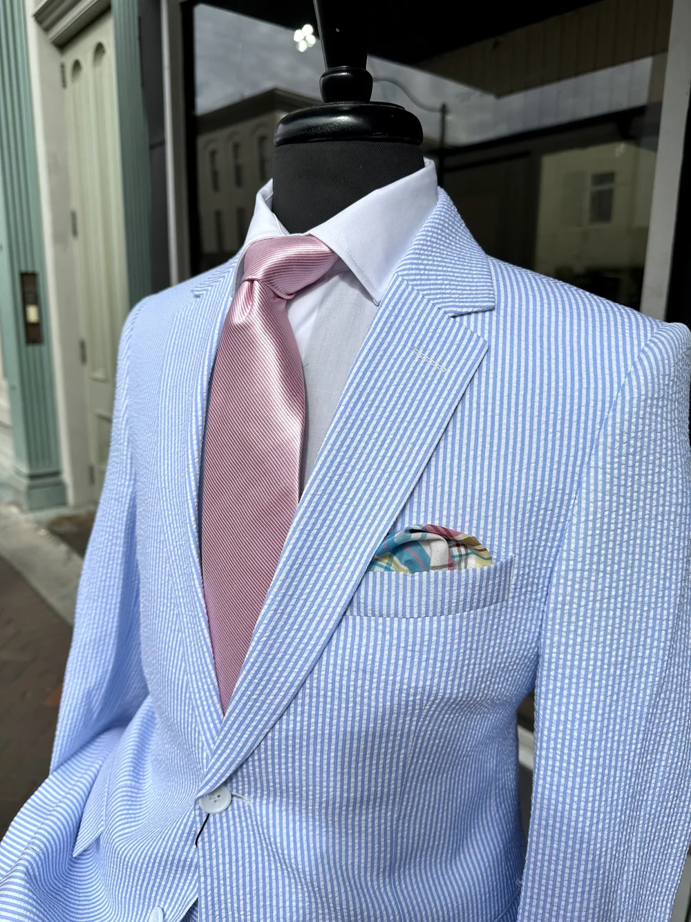 Joseph's Clothier — Seersucker Blazer Light Blue and White