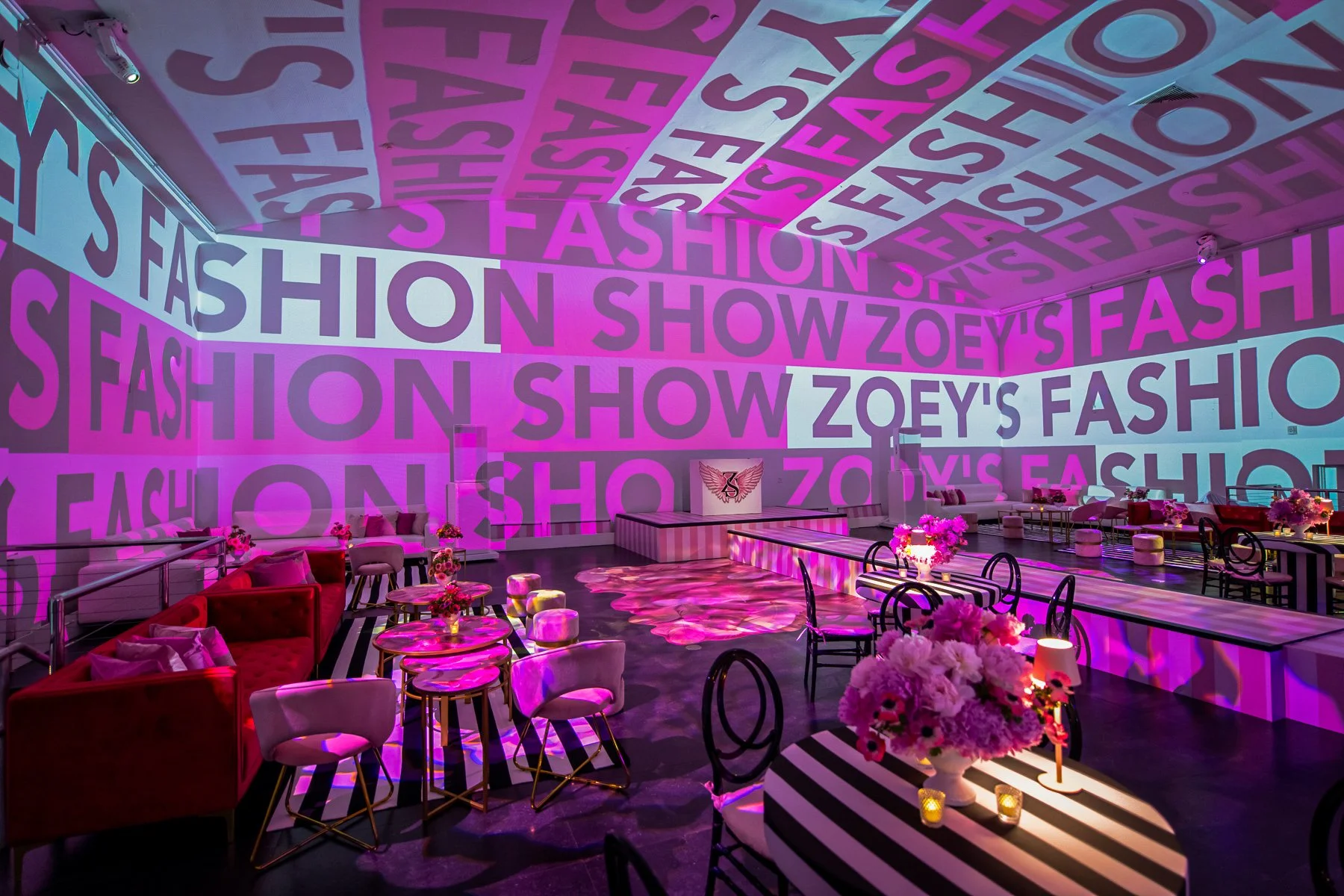 The Temple House Miami event venue pink lobby entrance wings display Miami Beach