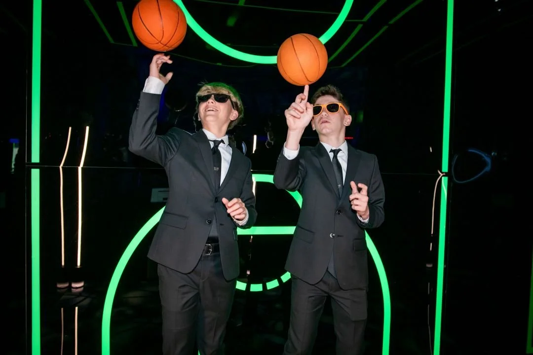 The Temple House Miami mitzvah venue neon basketball and tennis projection mapping Miami Beach