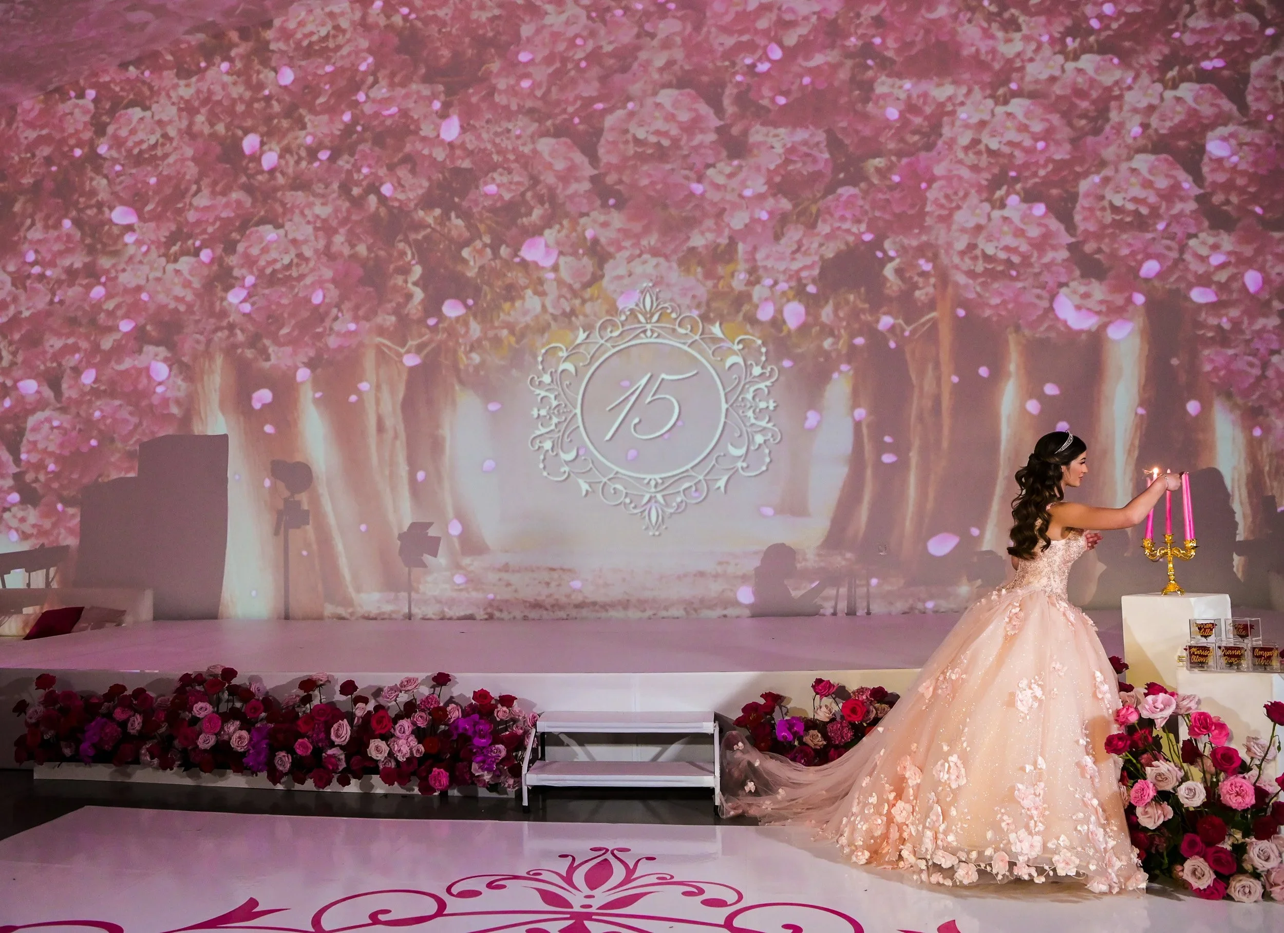 immersive 360 projection mapping quinceañera Miami Beach