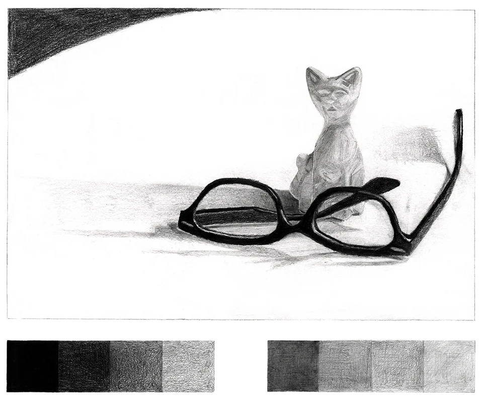 Black and White Object Value Scale Drawing - Student #6