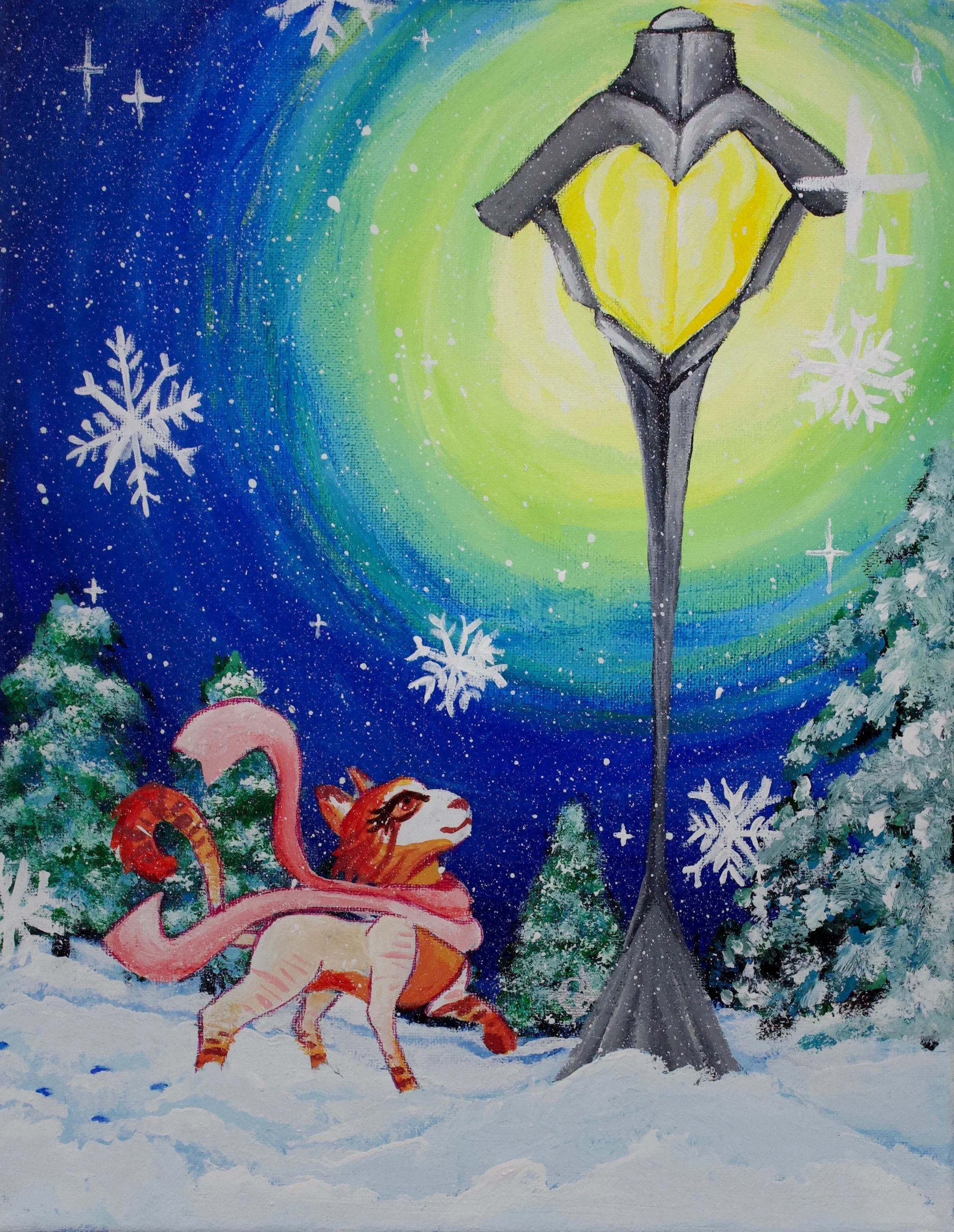 Cat in the Snow: Acrylic Painting Illustration Project - Student #30