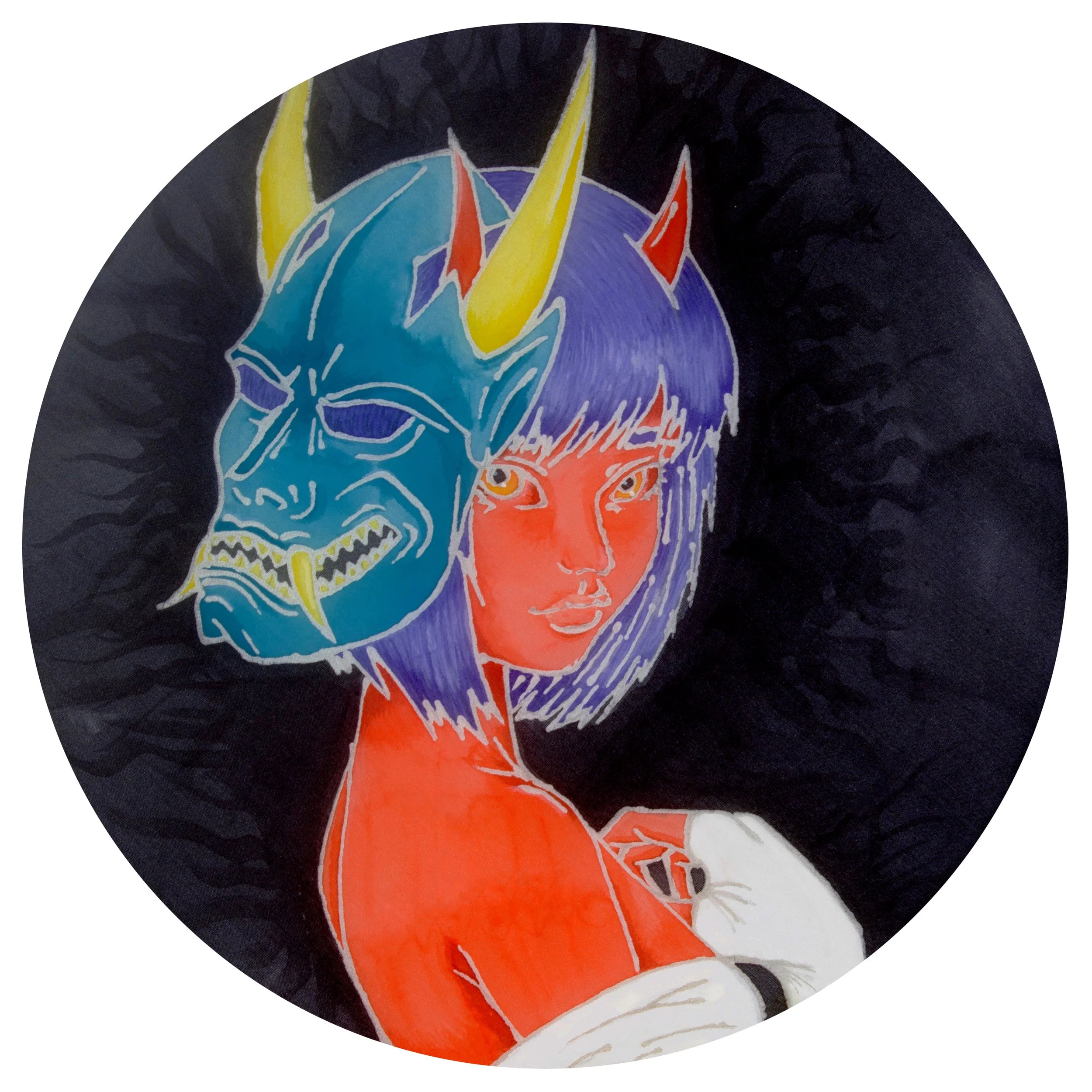 Girl in Mask: Silk Painting - Student #38