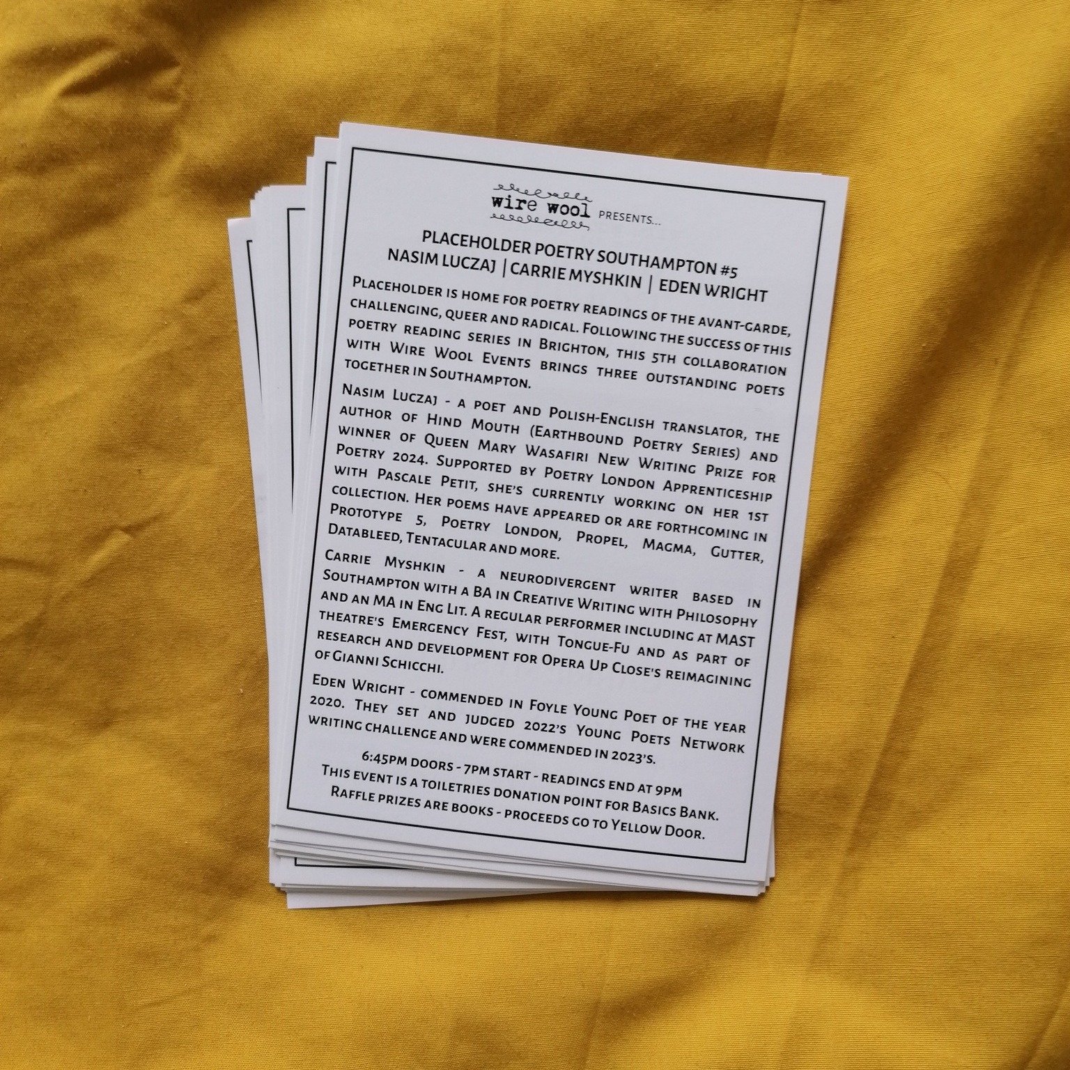⚠️ TWO WEEKS TO GO⚠️

Have you got tickets for Placeholder Poetry #5 at Southampton's @bookshopalehouse yet?

👀 Deets about the superstar poets in the pic
🗓️ Thur 10 Apr

This event is a toiletries donation point for @scmbasicsbank
We're holding a 