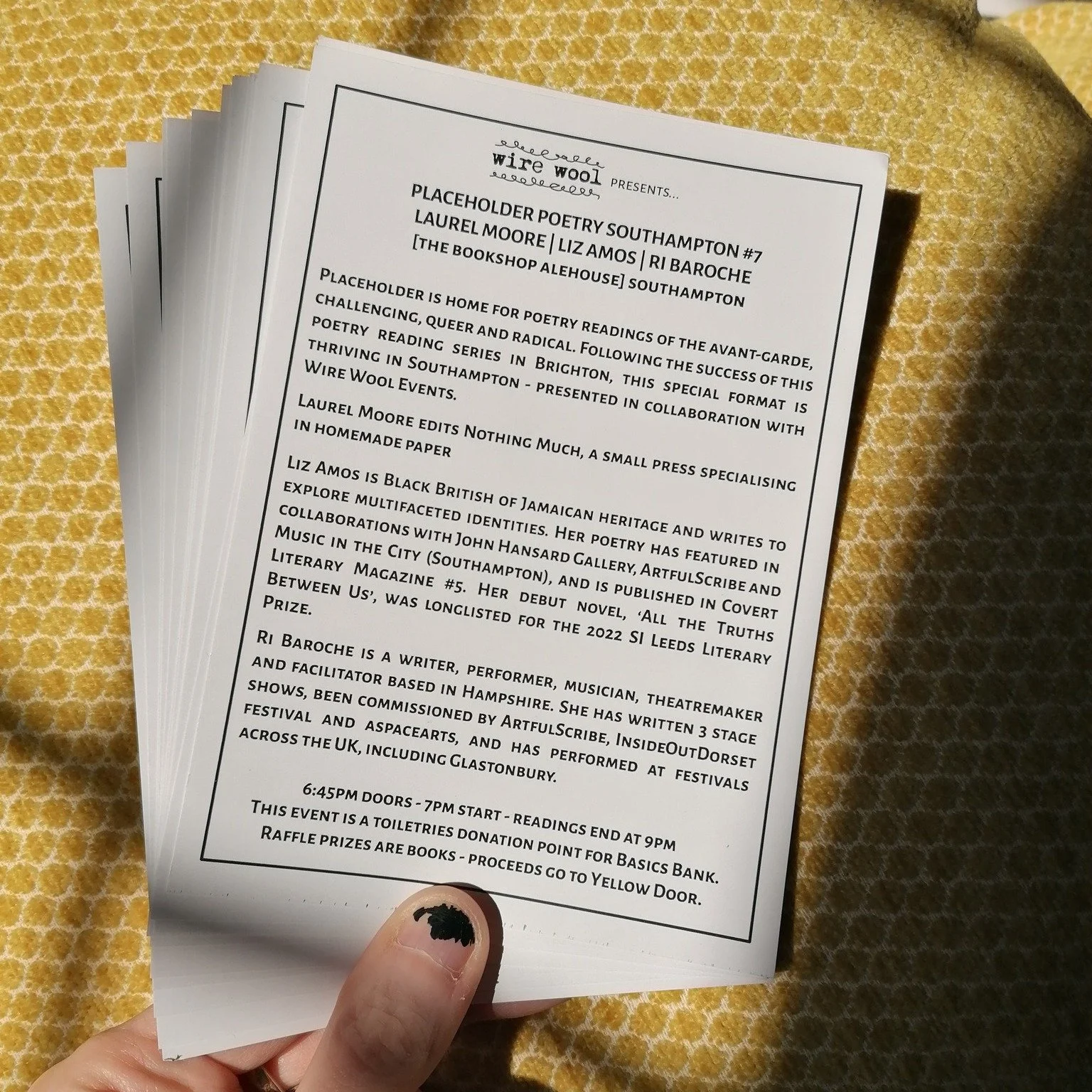 Just 2️⃣ weeks to go until we have the last Placeholder Poetry of the year!
Join us for a cosy night of intriguing poetry from @liz.amos_writes  @ribaroche  and @laurel_w_moore  at @bookshopalehouse #Southampton

🧼Donations of toiletries for @scmbas