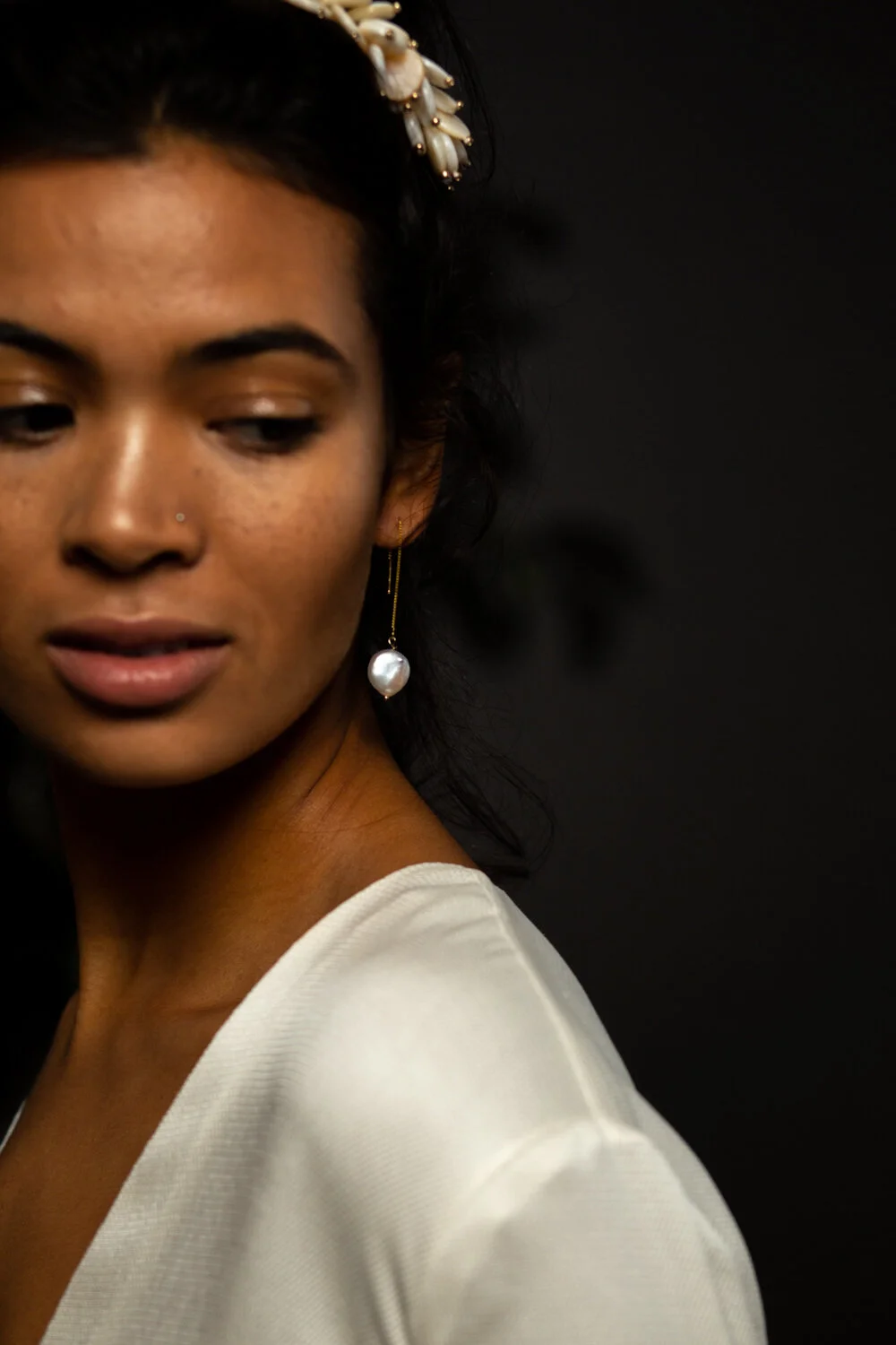 Modern statement Freshwater Pearl Drop bridal Earrings — Blue Meadow