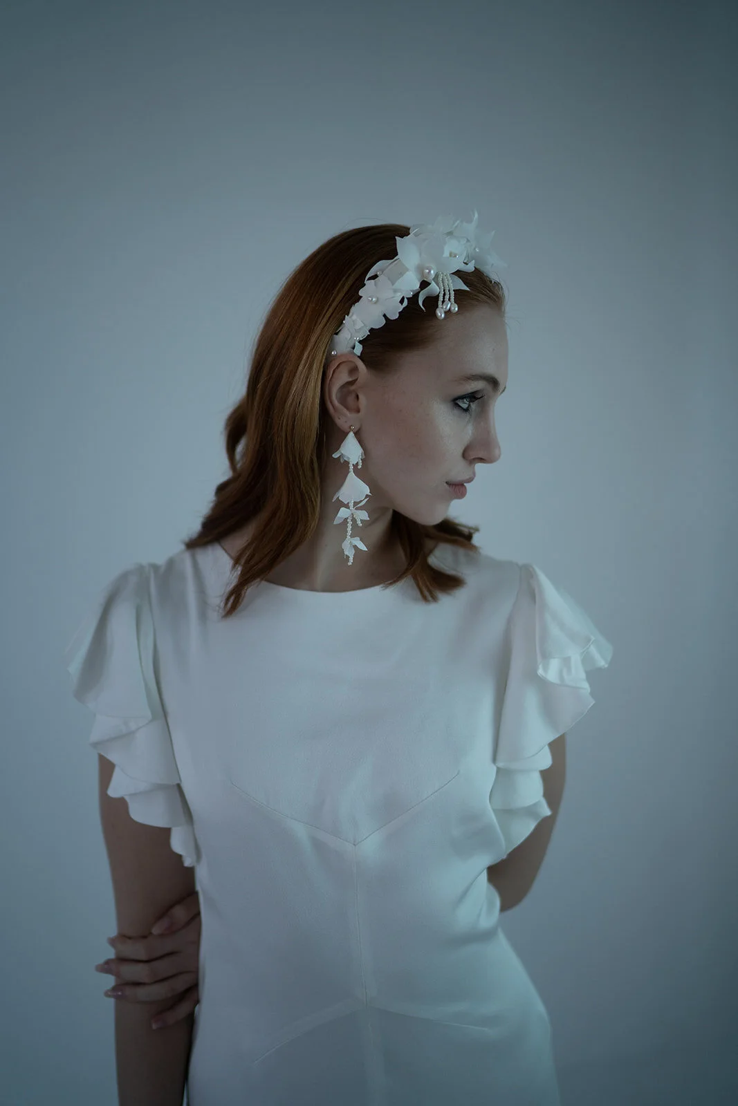 Statement flower bridal earrings