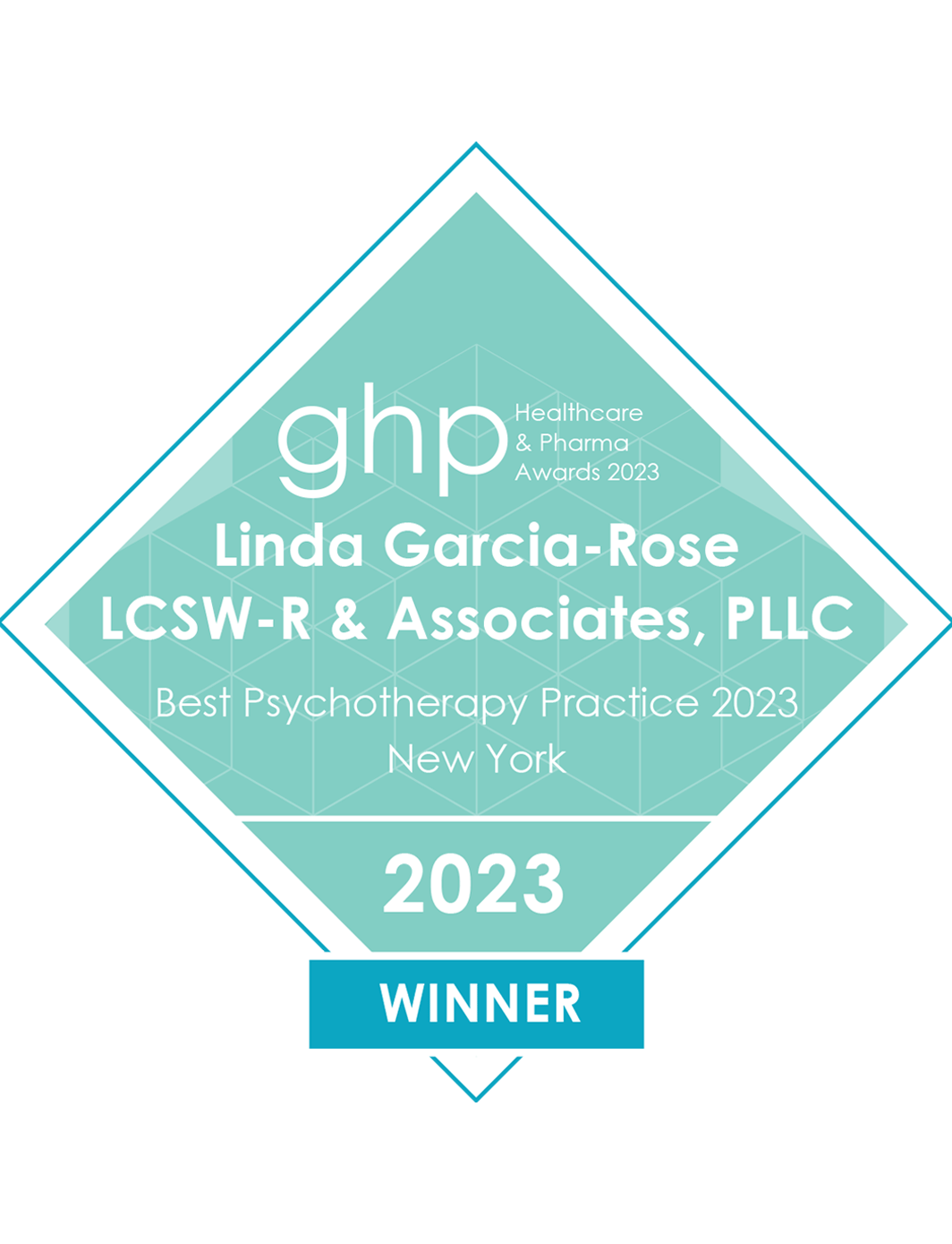 Jul23226_Linda-Garcia-Rose-LCSW-R-&-Associates,-PLLC_GHP-Healthcare-&-Pharma-Awards-2023--Winners-Badge.gif