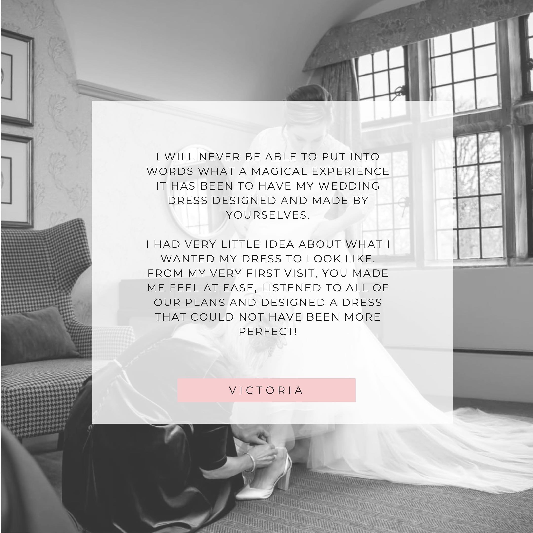 Thank you Victoria for these kind words. We loved creating your perfect dress with you 🩶

#weddingdress#realbride
#2025bride #bridalstyle#2024bride#bespokebride