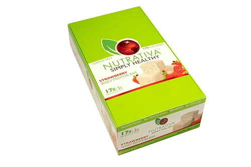 Nutrativa Strawberry Whey Protein Bar Box of 12