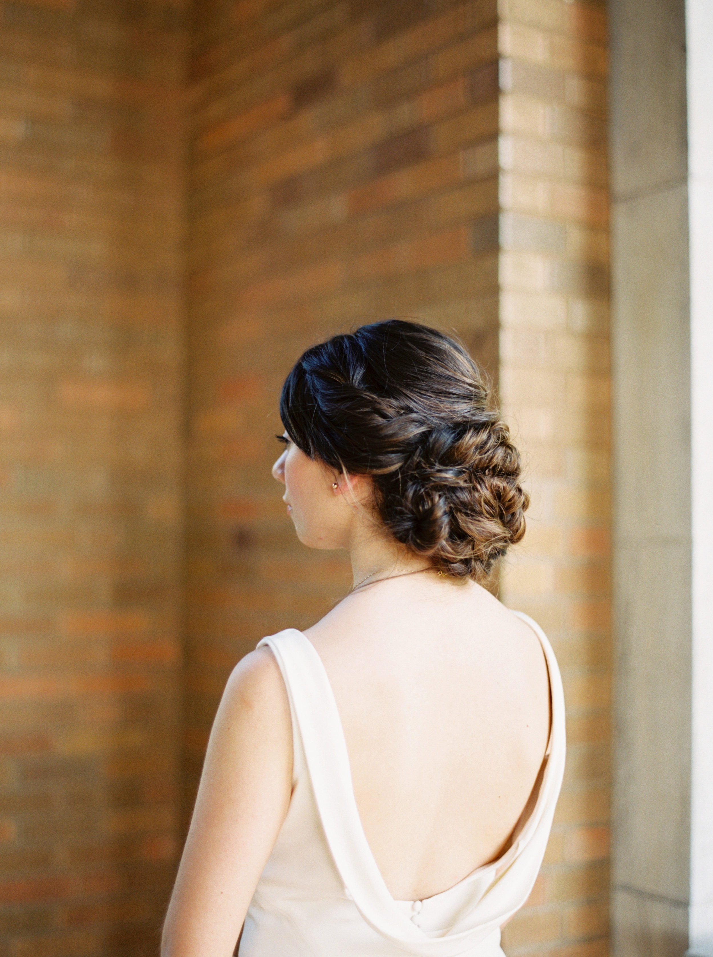 Beautiful twisted updo for outdoor wedding