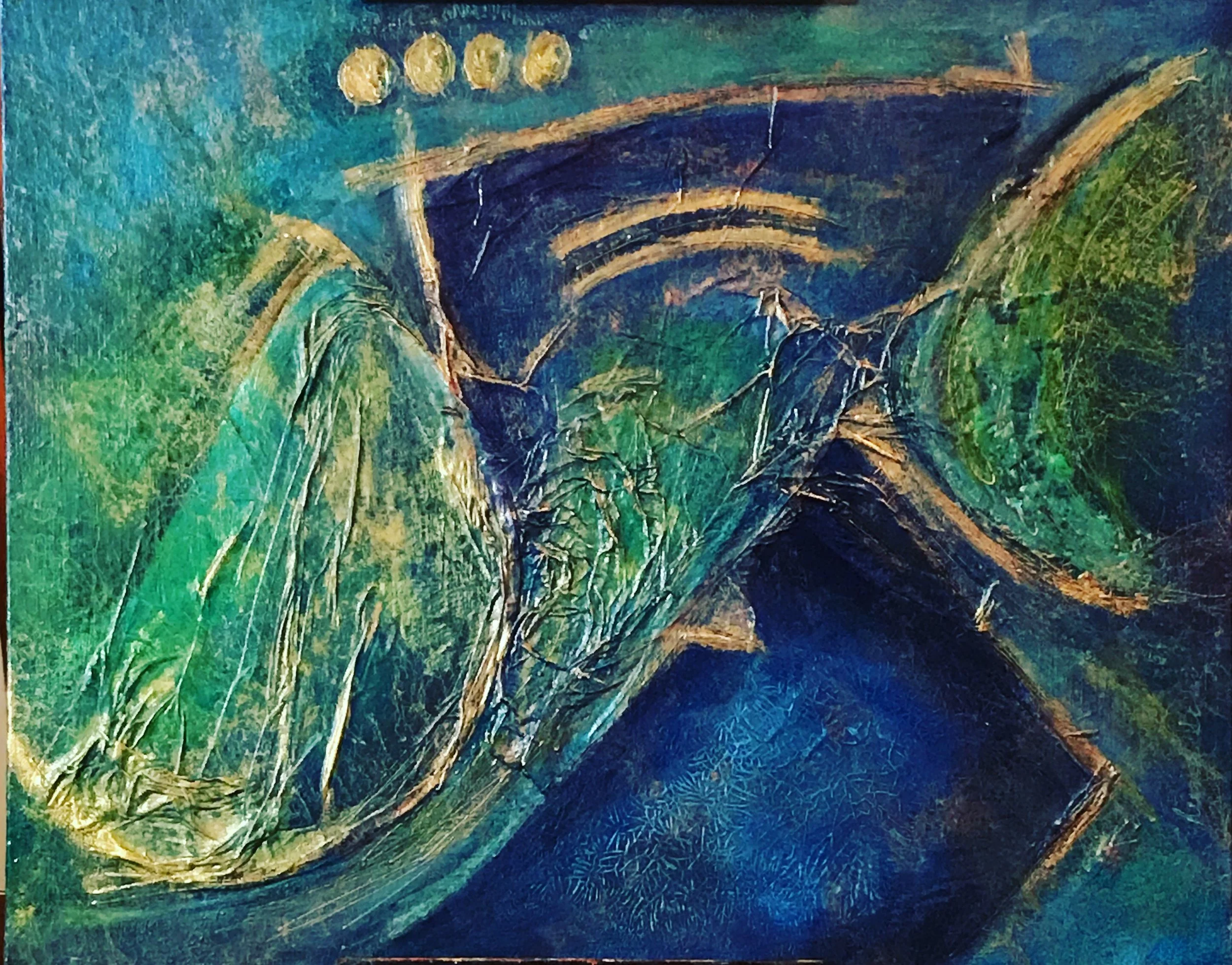 Blue Ganesha  -Acrylic on Canvas, 16 x 20 - SOLD