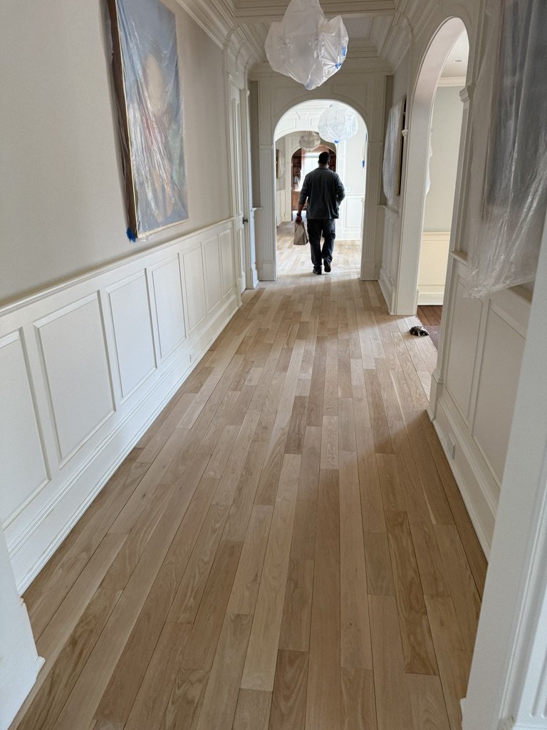 white oak flooring installation on a hallway in norwalk ct
