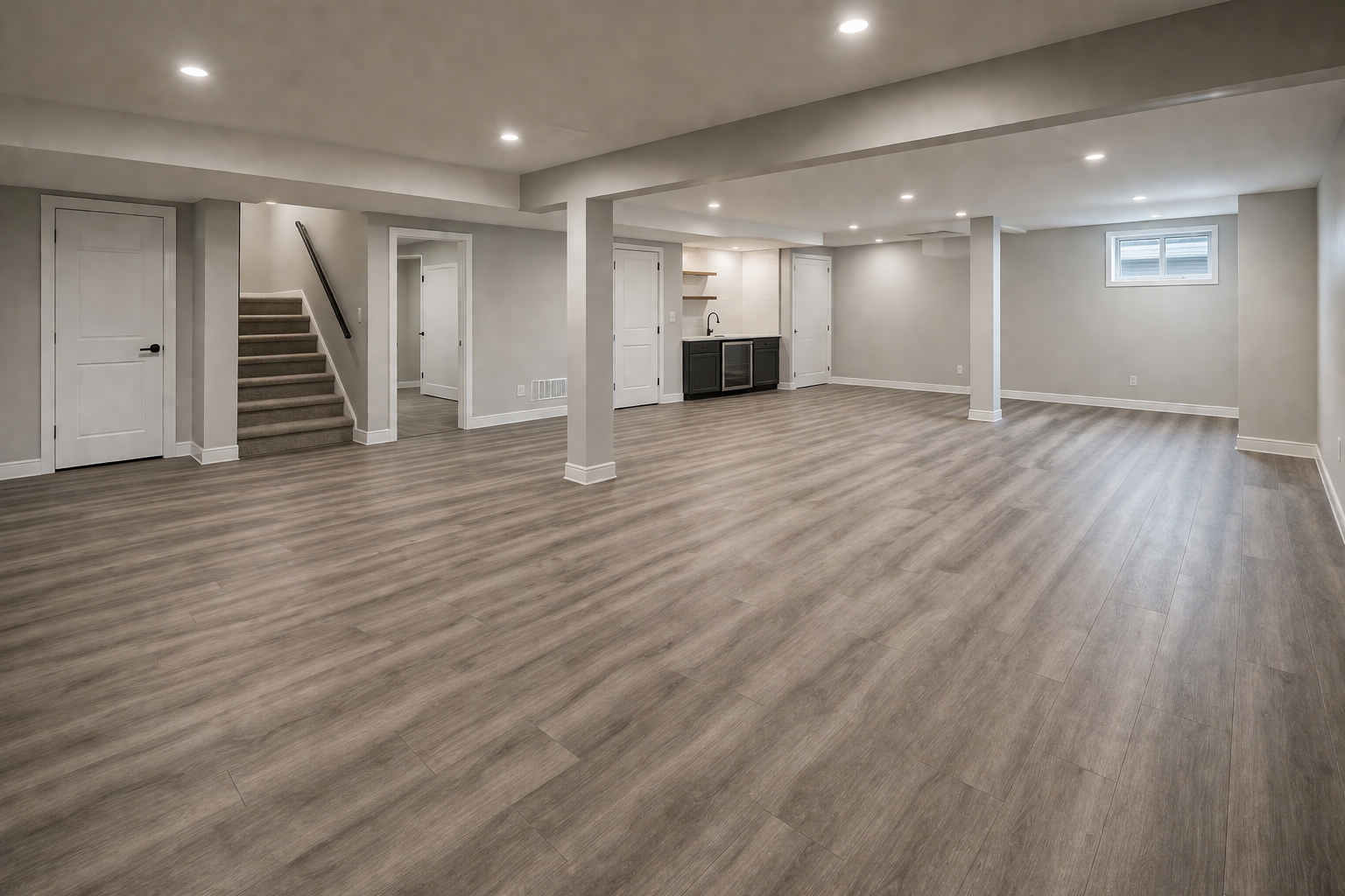 Click-lock vinyl basement project in Westport CT