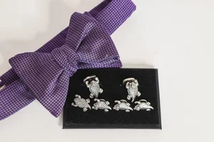 Sterling Silver TCU Horned Frogs Stud and Cufflink Set — Mister Tuxedo