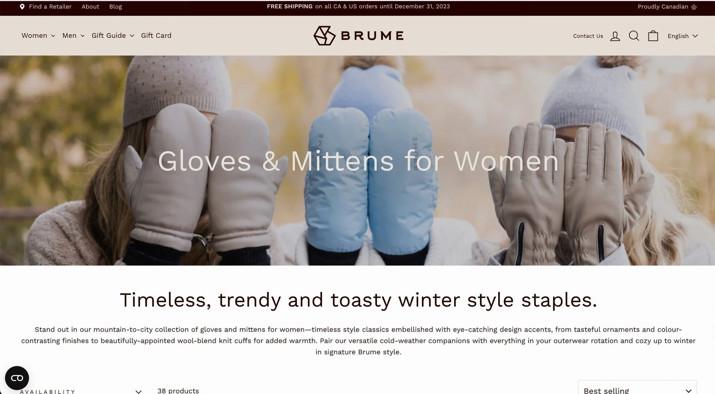 SEO copy for winter gloves & mittens by Brume