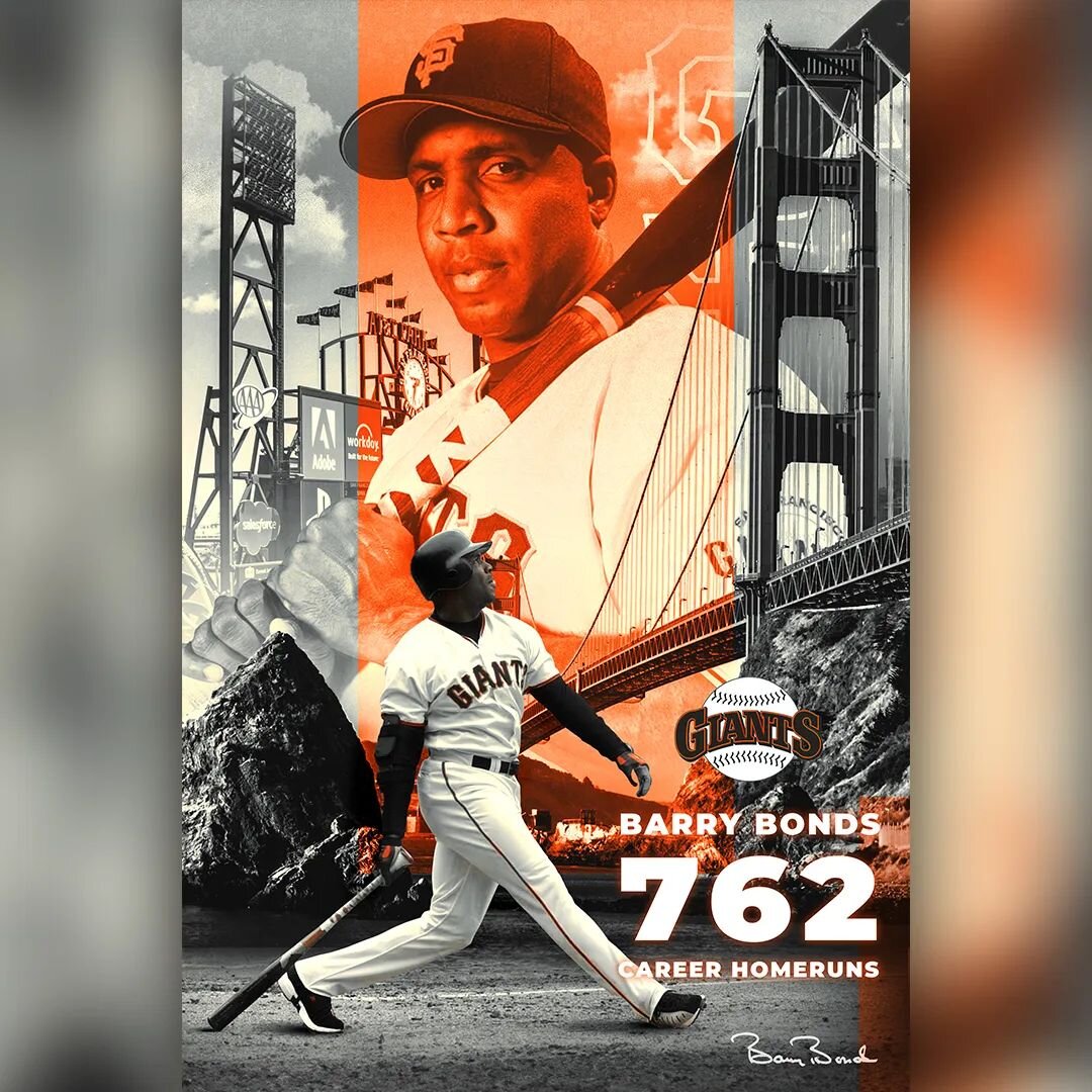 Designing another throwback poster since the Homerun Derby was a couple days ago. Here is one guy that was known to hit the longball and made everyone a fan in SF. Mr. Barry Bonds.  #designer #homerunking #mlb #sportsdesigner #nostalgic