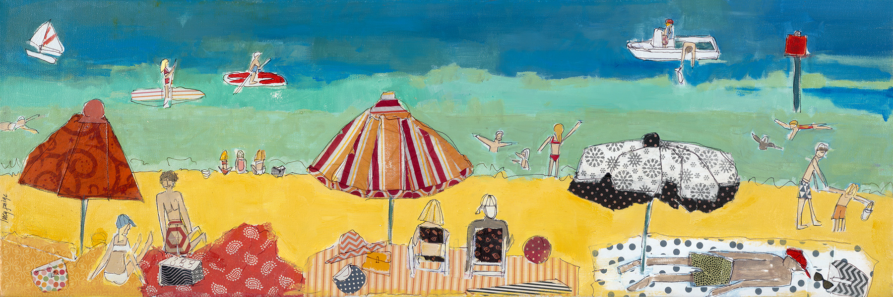 lucy paige artist key west beach day series collage Afternoon at Smathers Beach .jpg