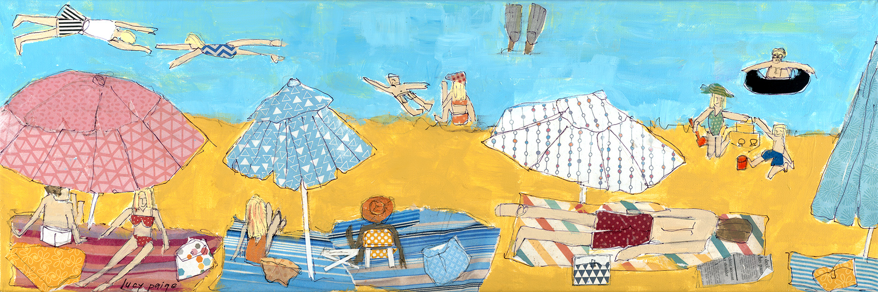 lucy paige artist key west beach day series collage Long Day at the Beach .jpg