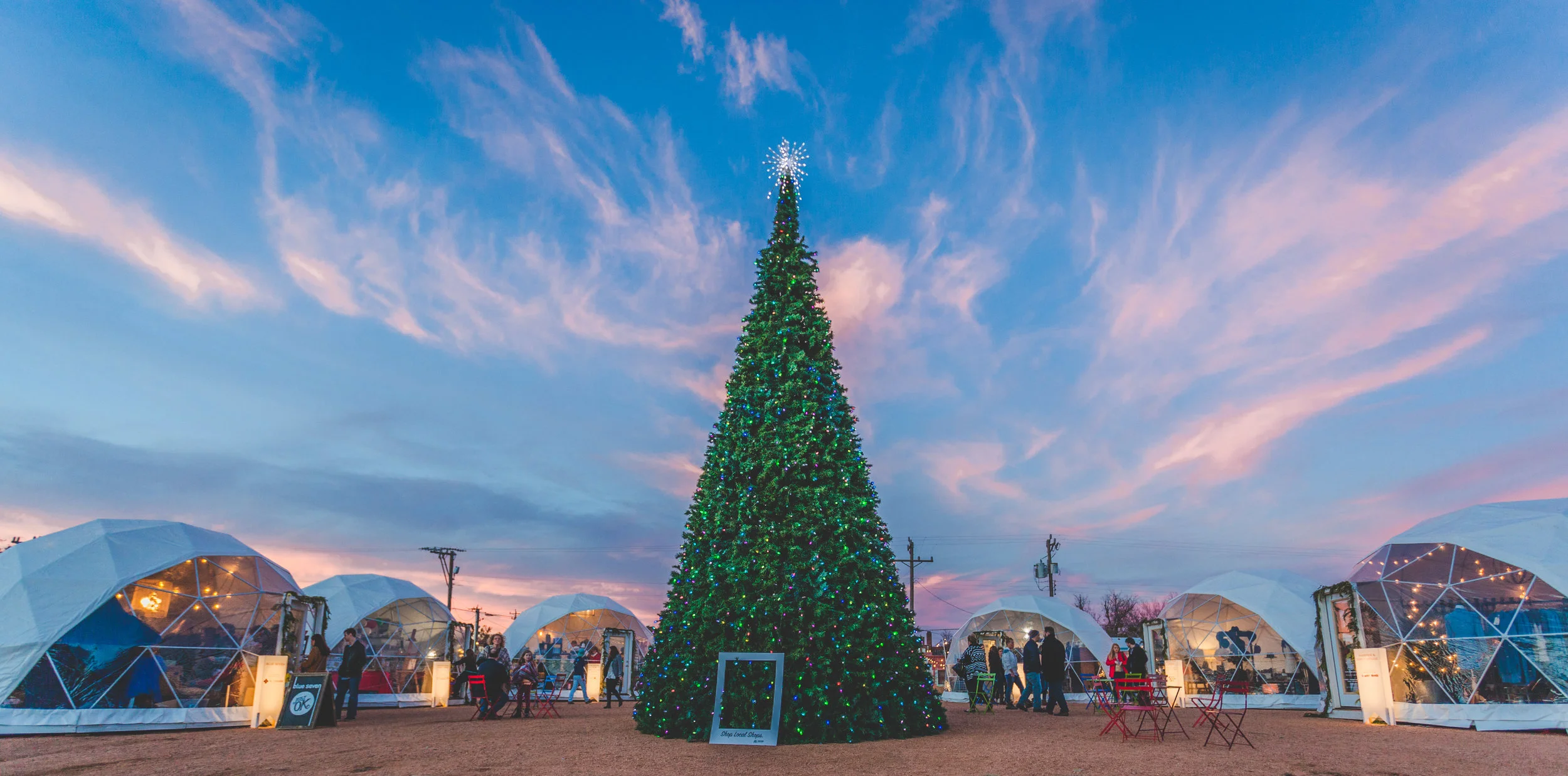 The Holiday Pop-Up Shops were named Best Holiday Market in Oklahoma by Food and Wine Magazine in 2017. "Let’s just say you’re the kind of person who’d like to shop inside a (plastic) igloo. Then this holiday market is the one for you. Some 35 rotating vendors set up shop in geodesic domes, which look like igloos, to sell their wares. You can also purchase your Christmas tree here."