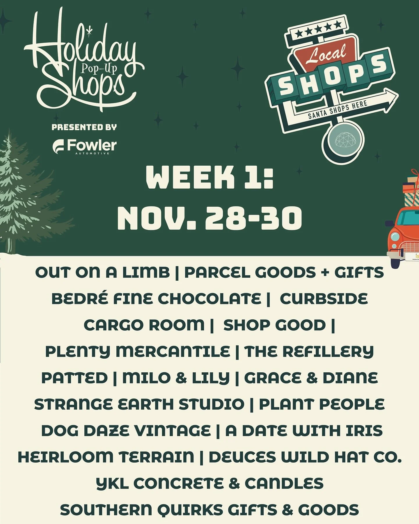 They&rsquo;ve made the list and (yes, we&rsquo;ve checked it twice)Meet your 2025 Holiday Pop-Ups lineup.

Holiday Pop-Up Shops presented by @fowlerauto opens Nov. 28 with new shops rotating all season long through Dec. 21. More info at okcpopups.com