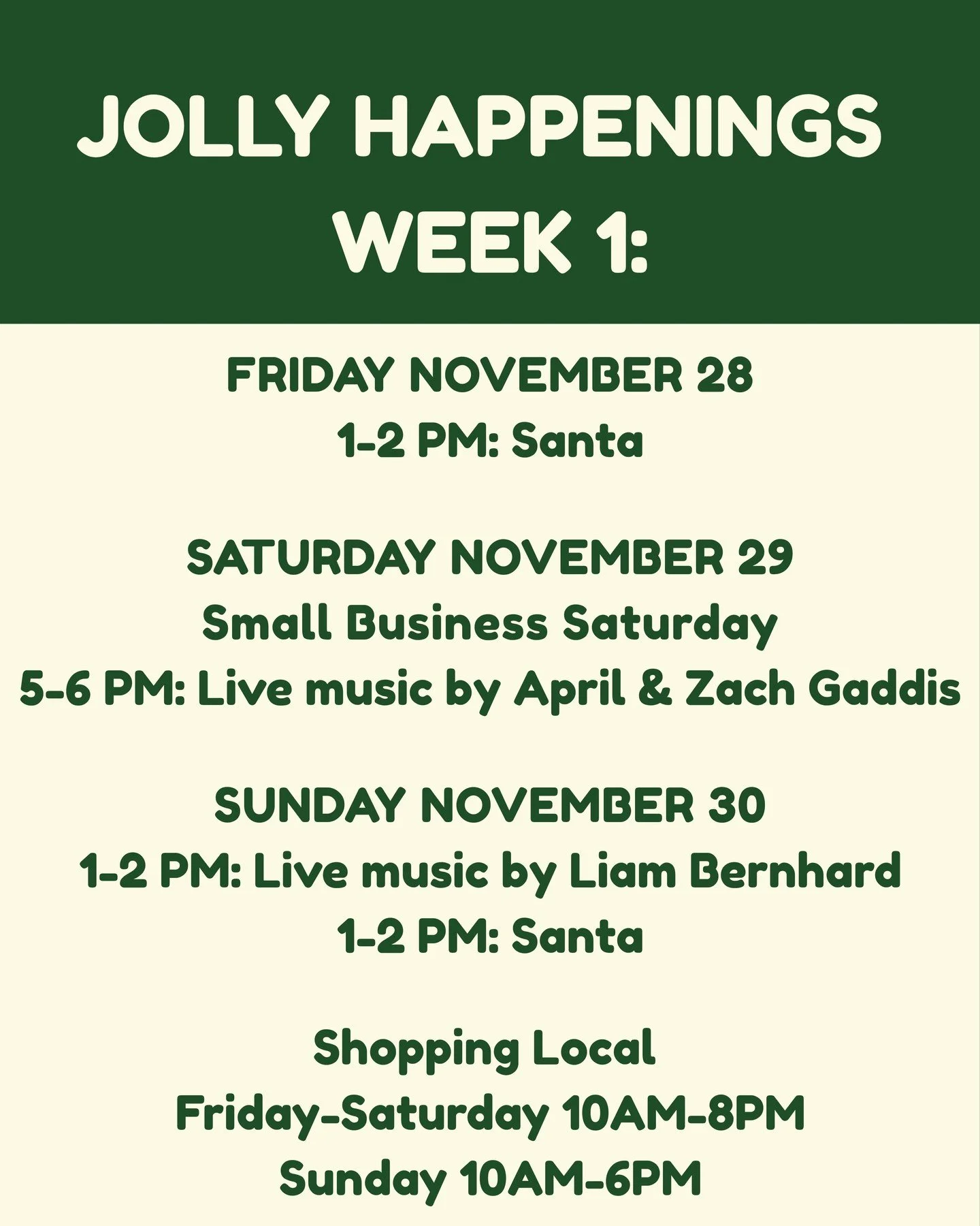 This weekend at the Holiday Pop-Ups! From live music and Santa sightings, to celebrating Small Business Saturday with local shops. You don't want to miss a moment of the holiday cheer!

🎄 Fri&ndash;Sat 10&ndash;8 | Sun 10&ndash;6
📍 399 NW 10th St |