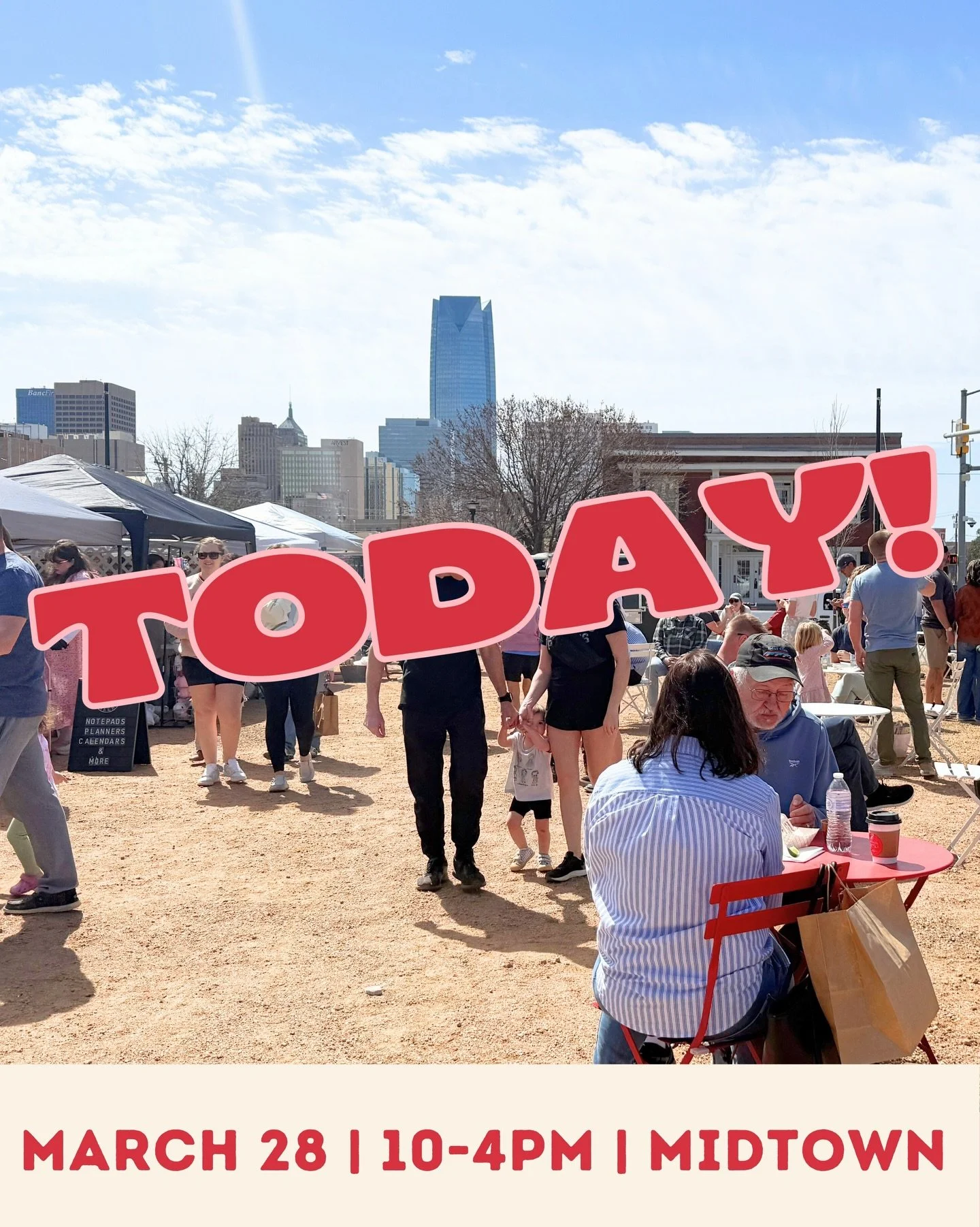 It&rsquo;s here! The Pop-Up Market opens today, March 28, at 10 AM. Come shop 60+ of your favorite local shops and vendors all in one place. 

🗓️ Saturday, March 28
⏰ 10AM-4PM
📍399 NW 10th St, OKC OK 73103
📍@midtownokc

🔗 okcpopups.com/market

🚙