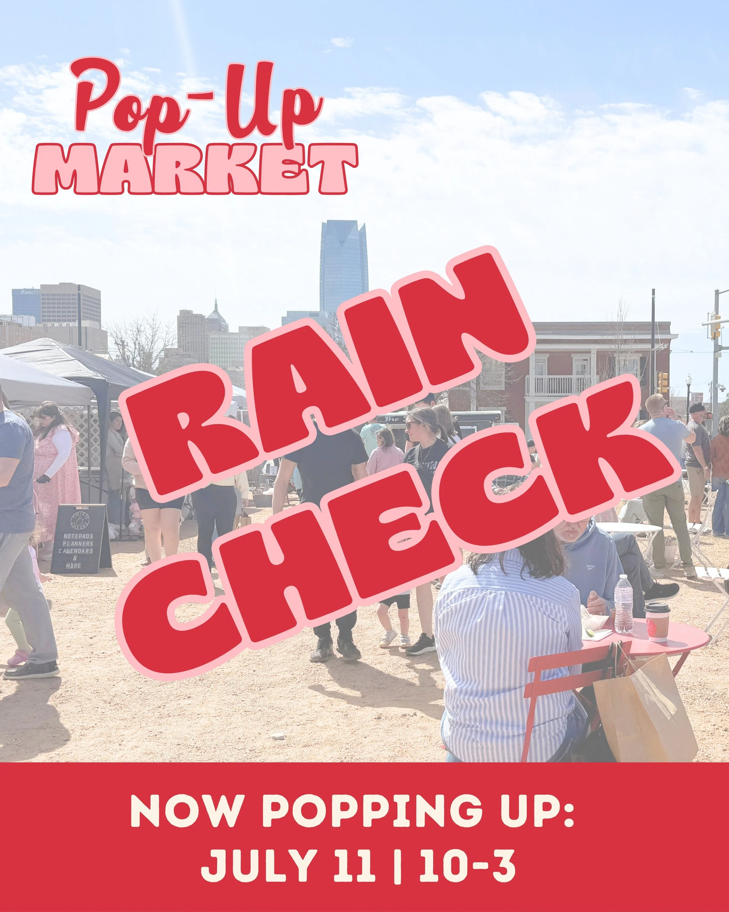 Rain check! We&rsquo;re sad to say we have made the decision to postpone our summer Pop-Up Market to keep our amazing vendors dry tomorrow. Don&rsquo;t worry though! We&rsquo;ll be popping up on Saturday, July 11 instead and can&rsquo;t wait to see a