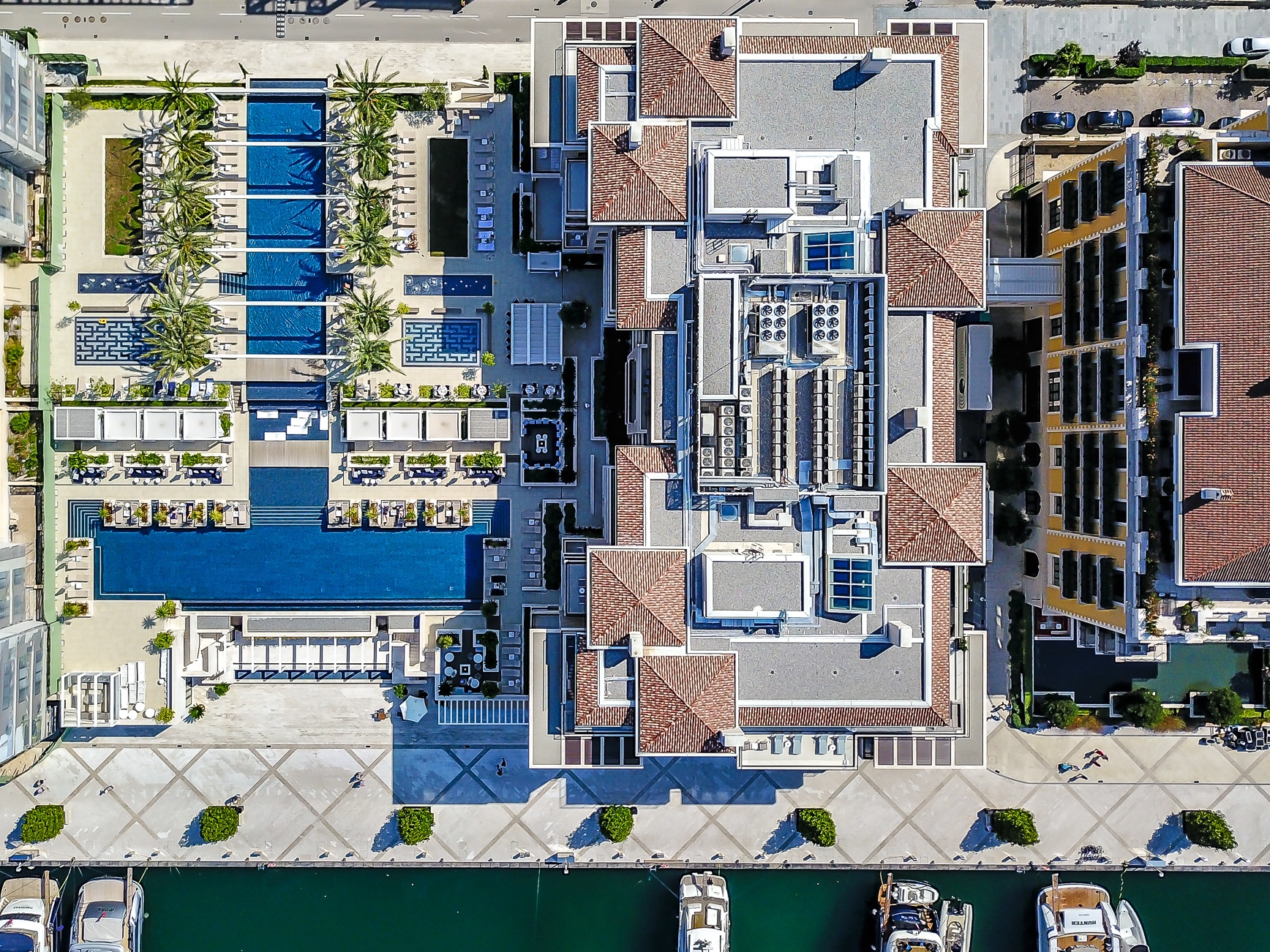  AERIAL VIEW OF THE POOL AND HOTEL REGENT PORTO MONTENEGRO 