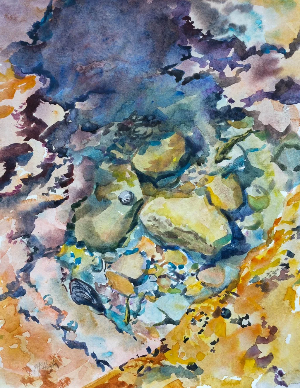 Tide Pool 3 (plein air), 10" x 8"