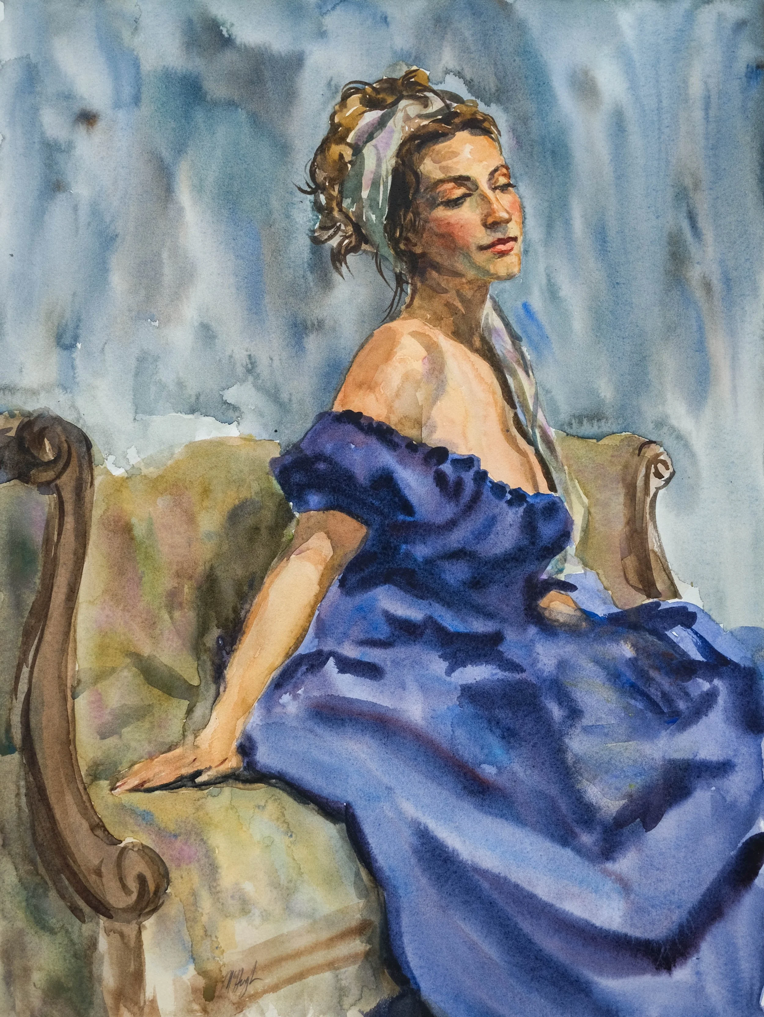 7/12/25 (2 hour painting from life), watercolor, 16" x 12"