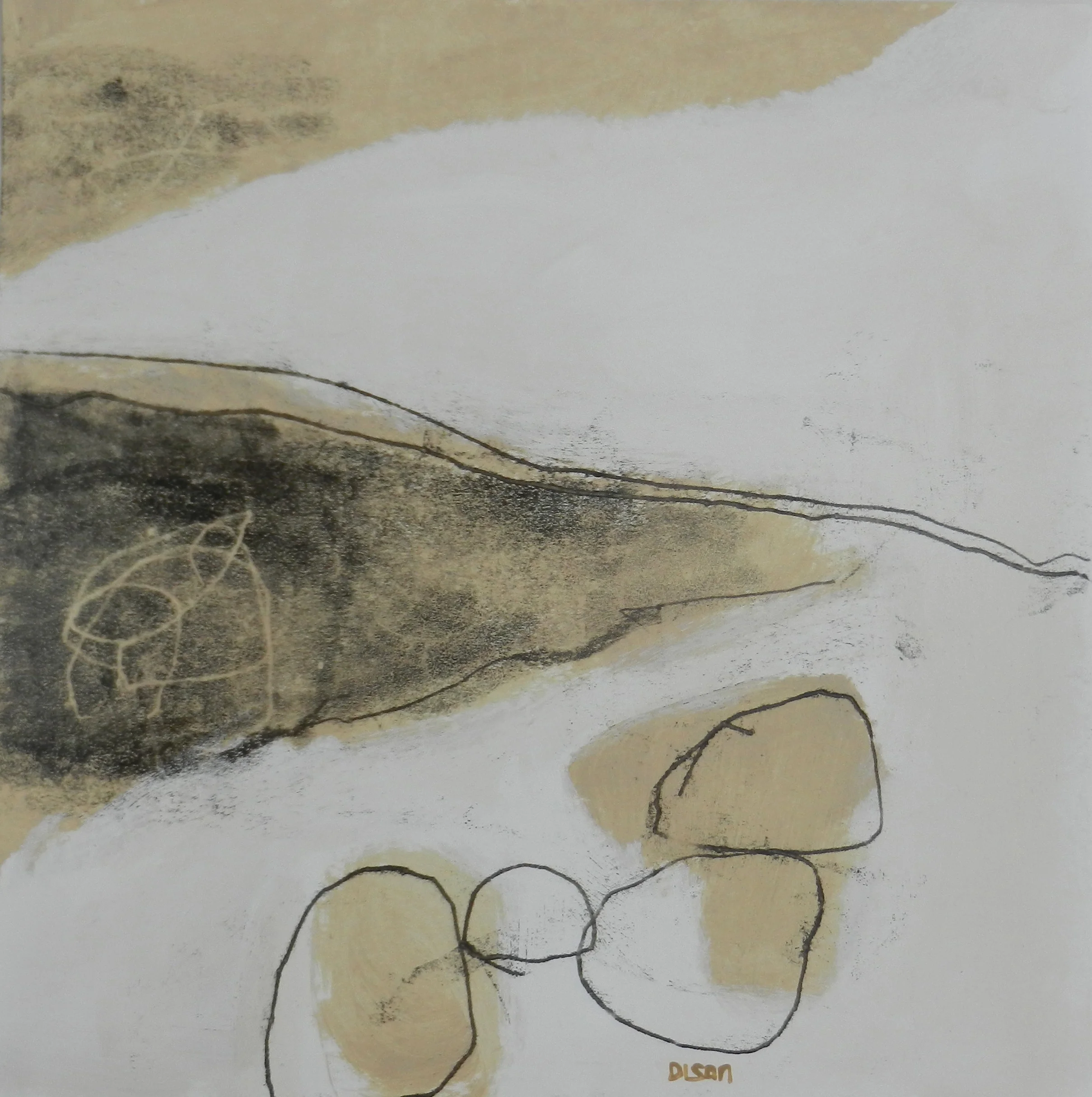 Absence in the Landscape 1 mixed media on paper, 42 x 42cm, 2016