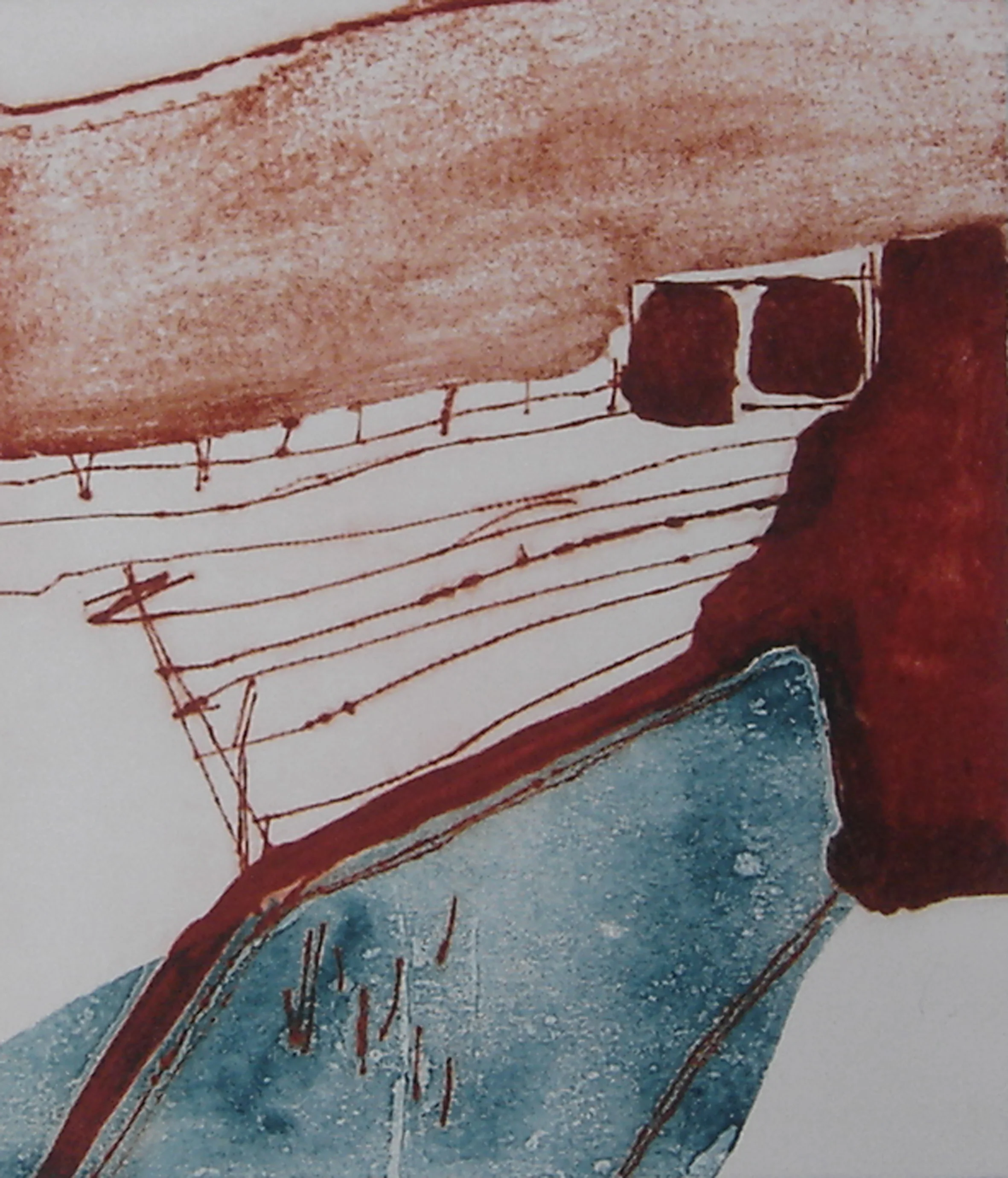 Lakeside Farm Carborundum, drypoint and monotype, 28 x 24cm, edition of 3, 2012