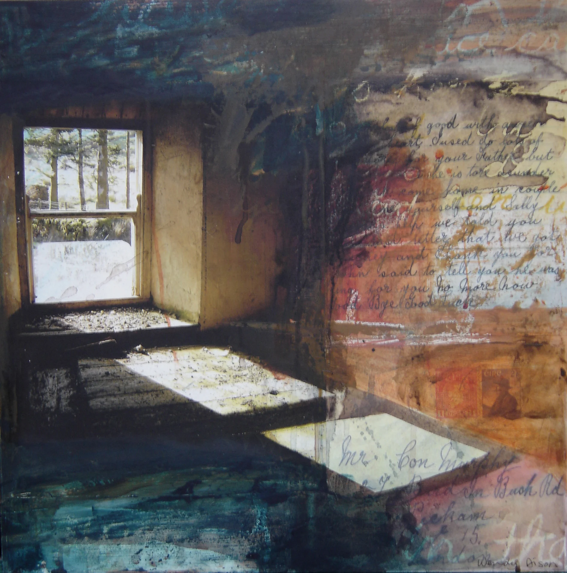 Stone Ghosts-Ballydarrig Mixed media on board 50 x 50 cm 2007