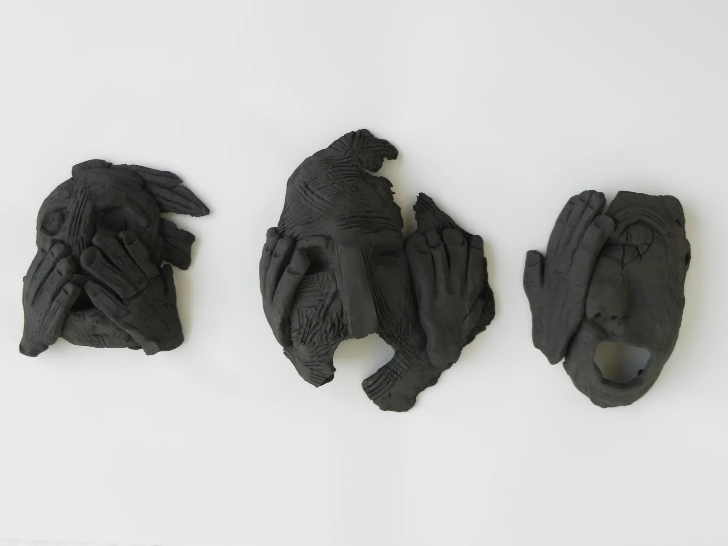 Untitled Clay, three pieces approx 22cm each, 2018