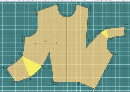 Asymmetrical darts with gathers