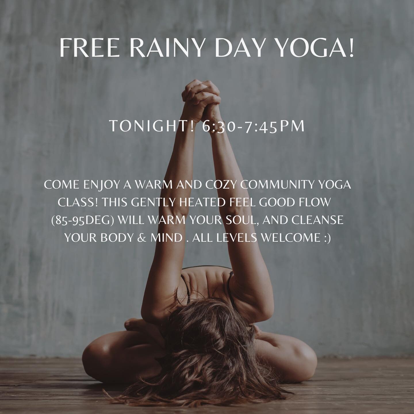 Come enjoy some self-love and community-love 💞 this evening with a free Feel Good Flow pop-up class 6:30pm with Alex! This will be a gently heated class (85-90 deg) to help warm our tissues, deeply stretch tight muscles and stiff joints, and cleanse