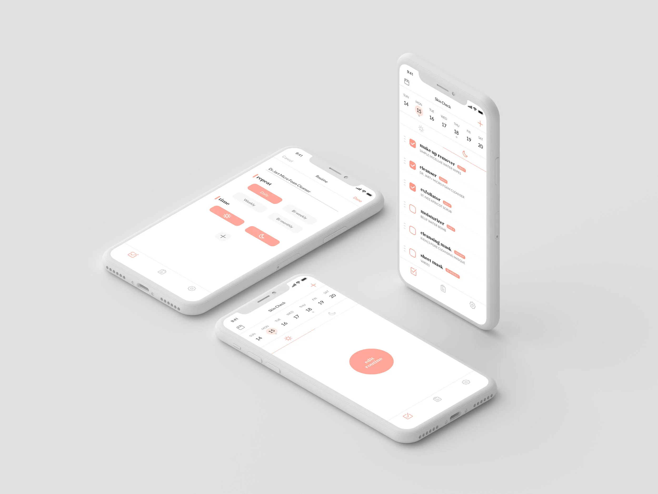 interface for setting up skin reminder.
