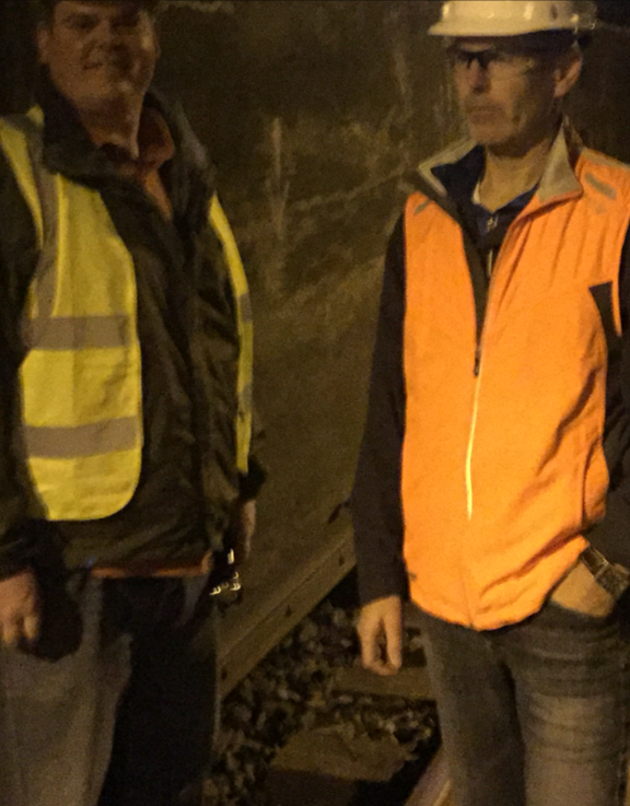 With Pat Finn at a site inspection inside an Amtrak tunnel, for one of my legal cases