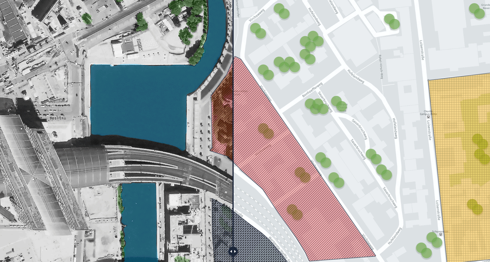 4. OTHTER NEEDS Visualisation of how 2D satellite imagery and simplified map canvas interaction.