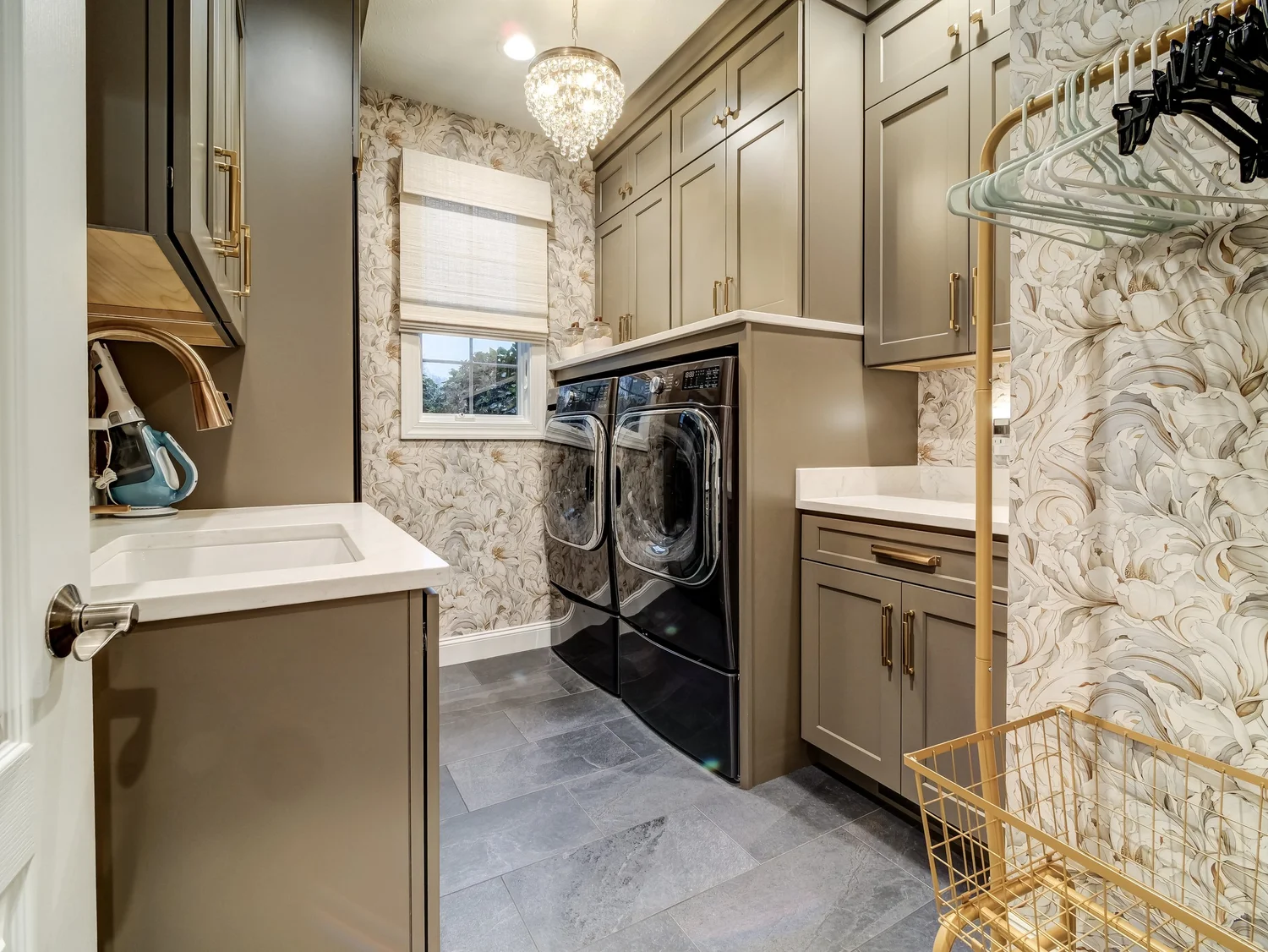 Enlarged laundry room with new custom cabinetry, Somerset project