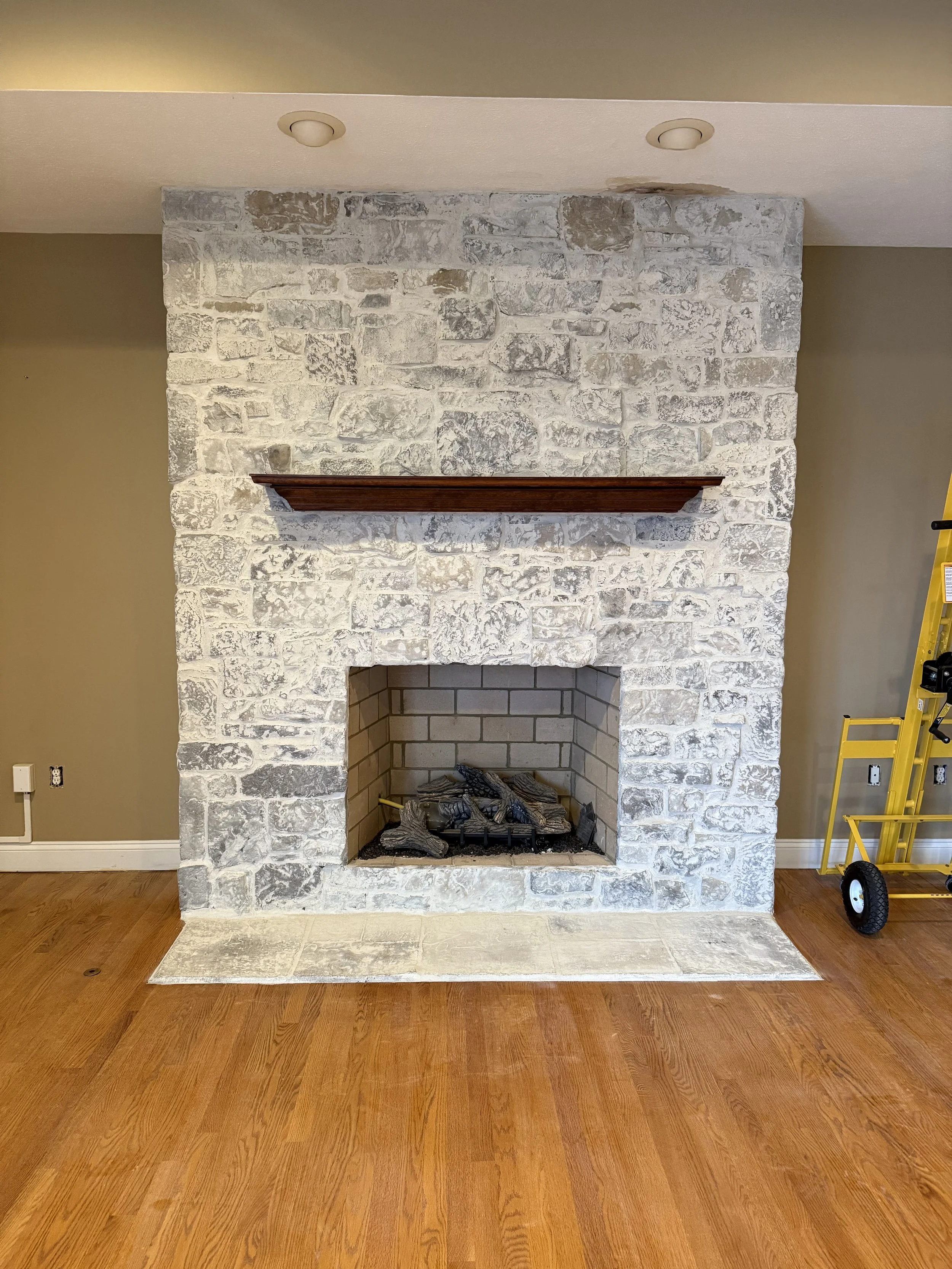 German schmear fireplace in full home remodel