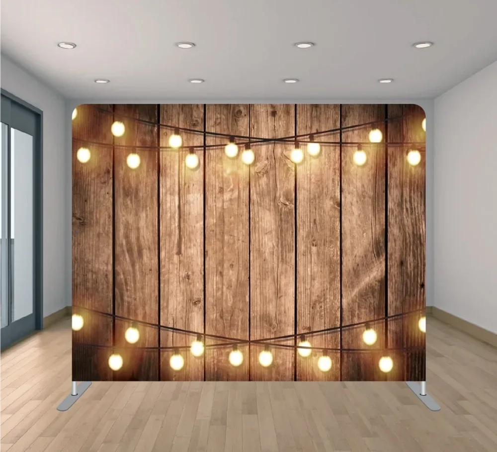 Wood with String Lights 8x8