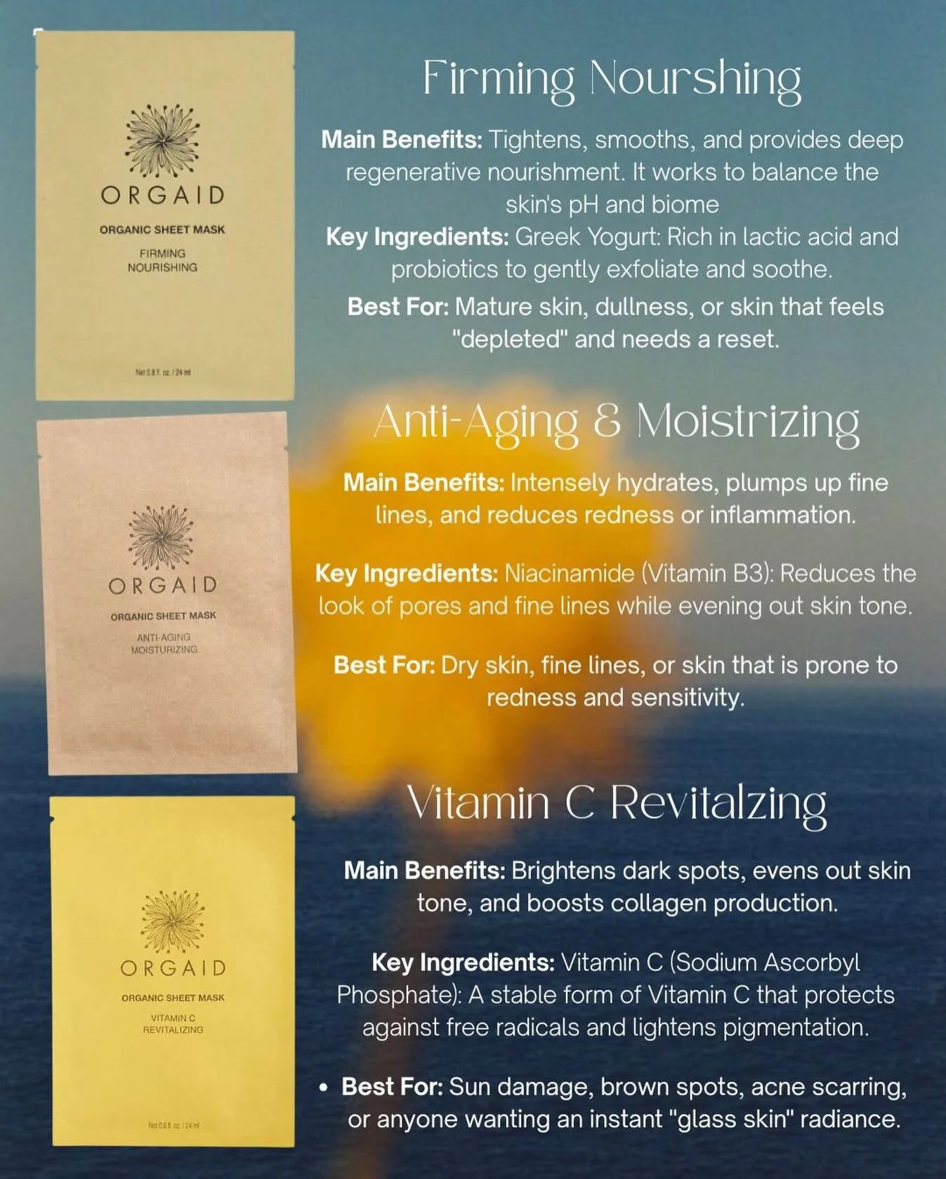 I love that our skin doesn&rsquo;t need the same thing every day&mdash;it usually just depends on the kind of week we&rsquo;re having. Whether you&rsquo;re feeling a bit depleted or just want that extra glow, I love having these Orgaid masks on hand 