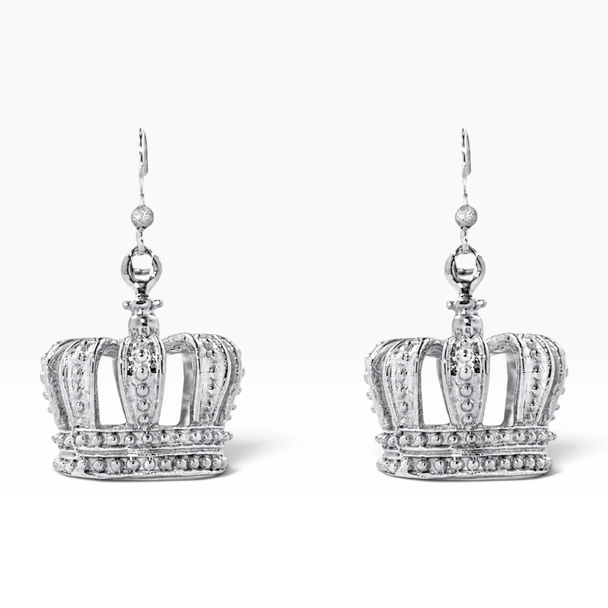 Crown Earrings in Silver