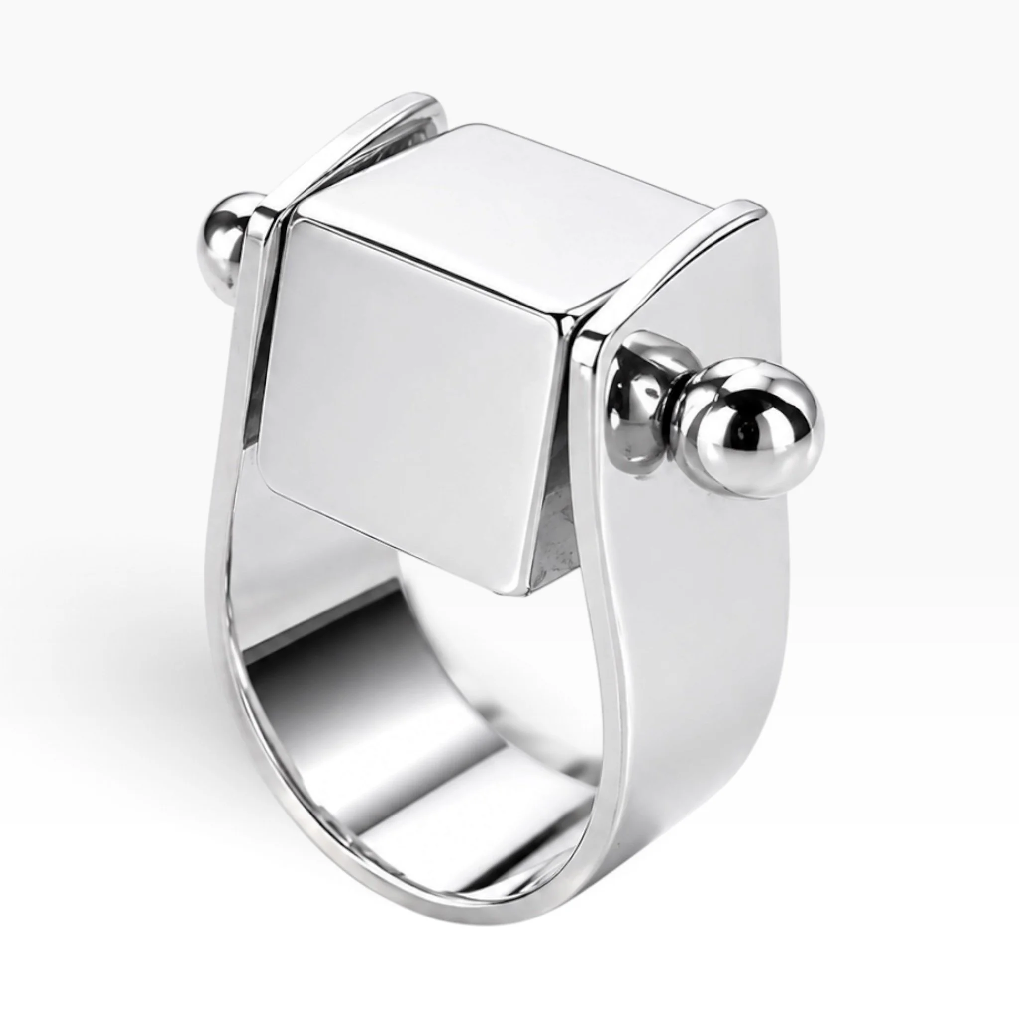Cube Fidget Spinner Ring in Silver