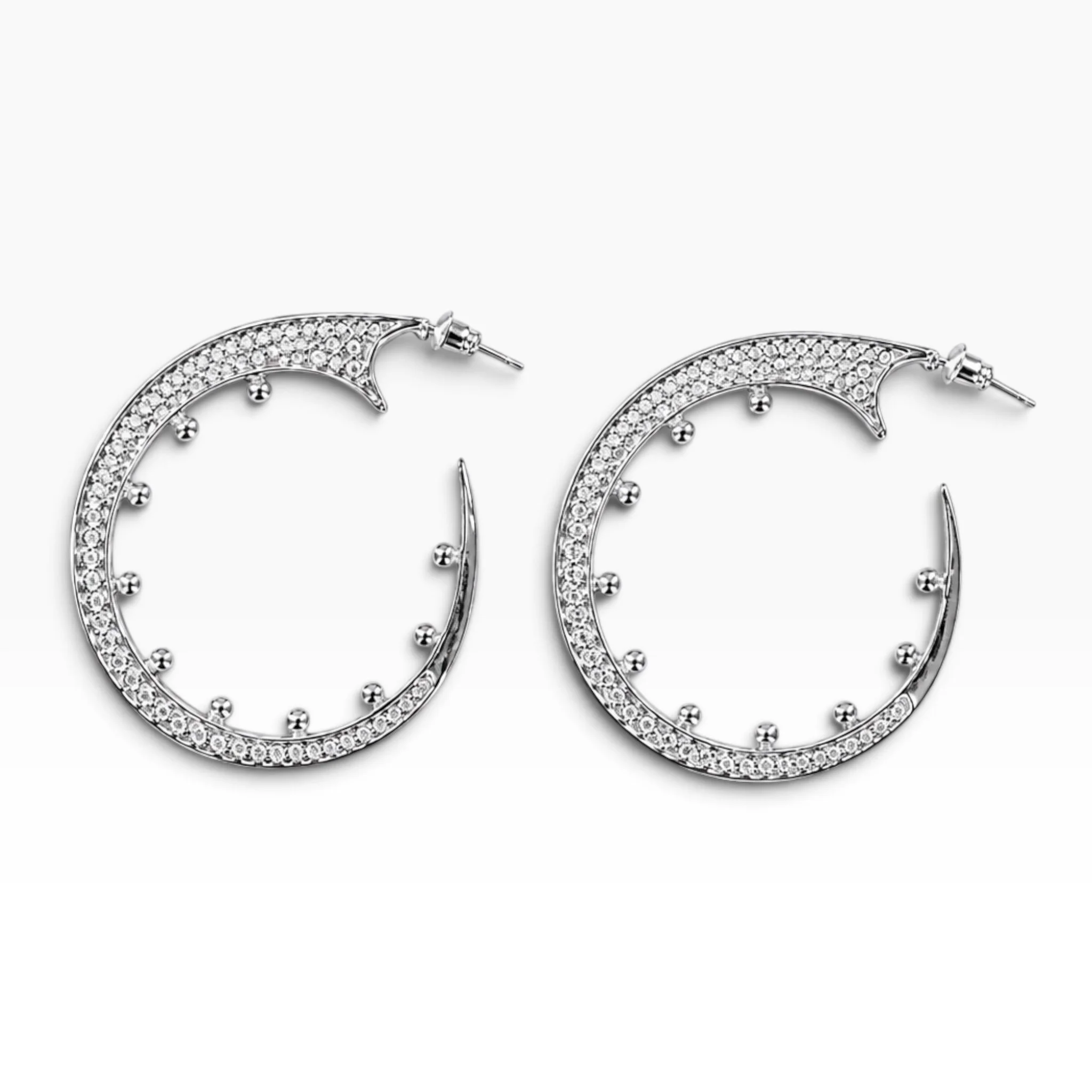 Pom Pom Hoop Earrings in Silver