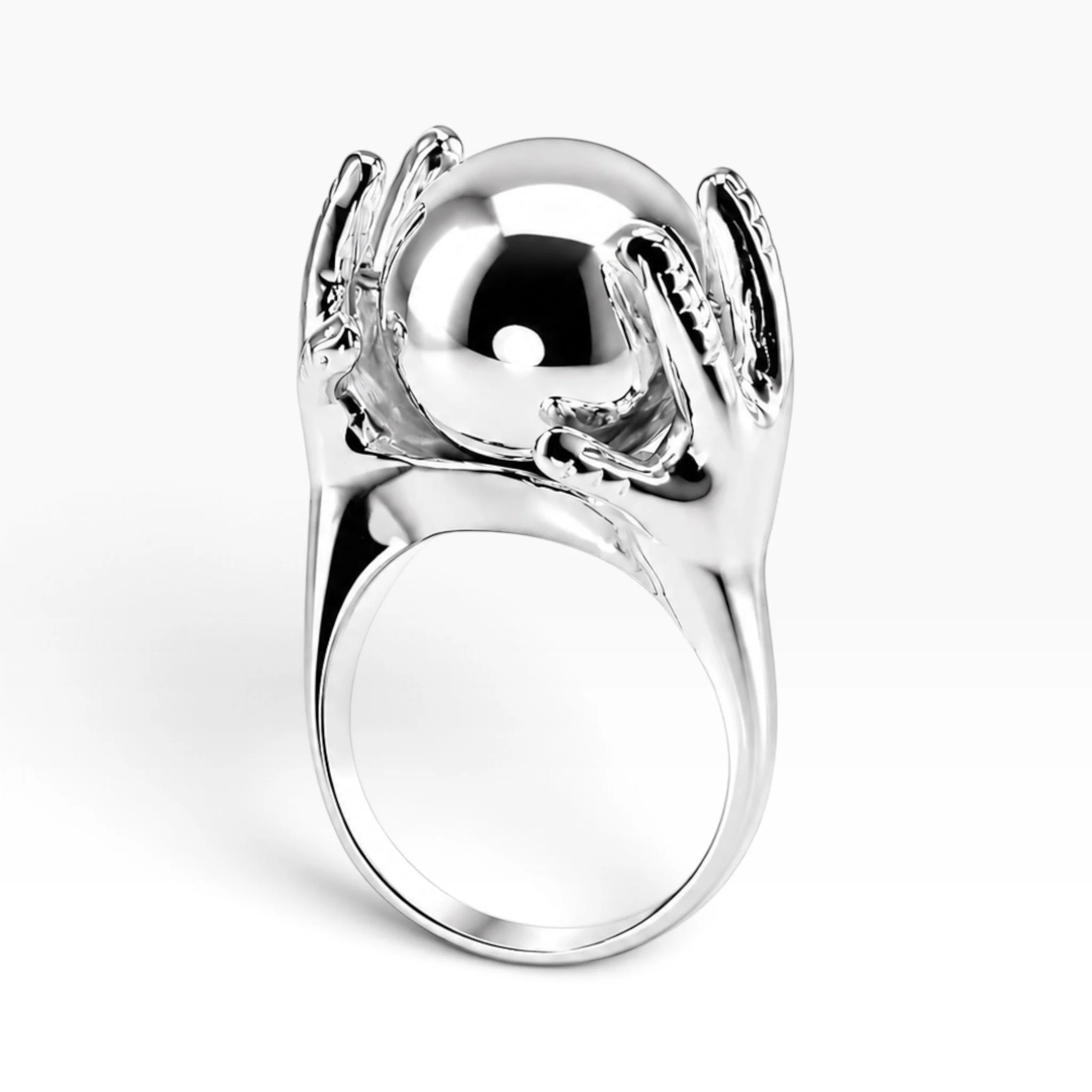 "World In My Hands" Fidget Spinner Ring in Silver